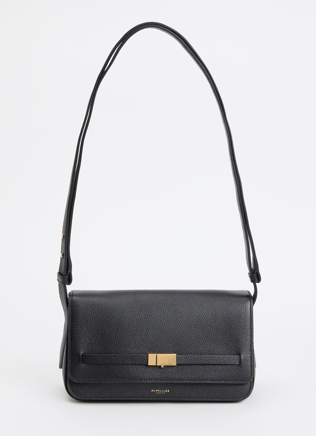 DeMellier The New York crossbodytas van leer met verstelbare schouderriem - voorkant 2 zwart