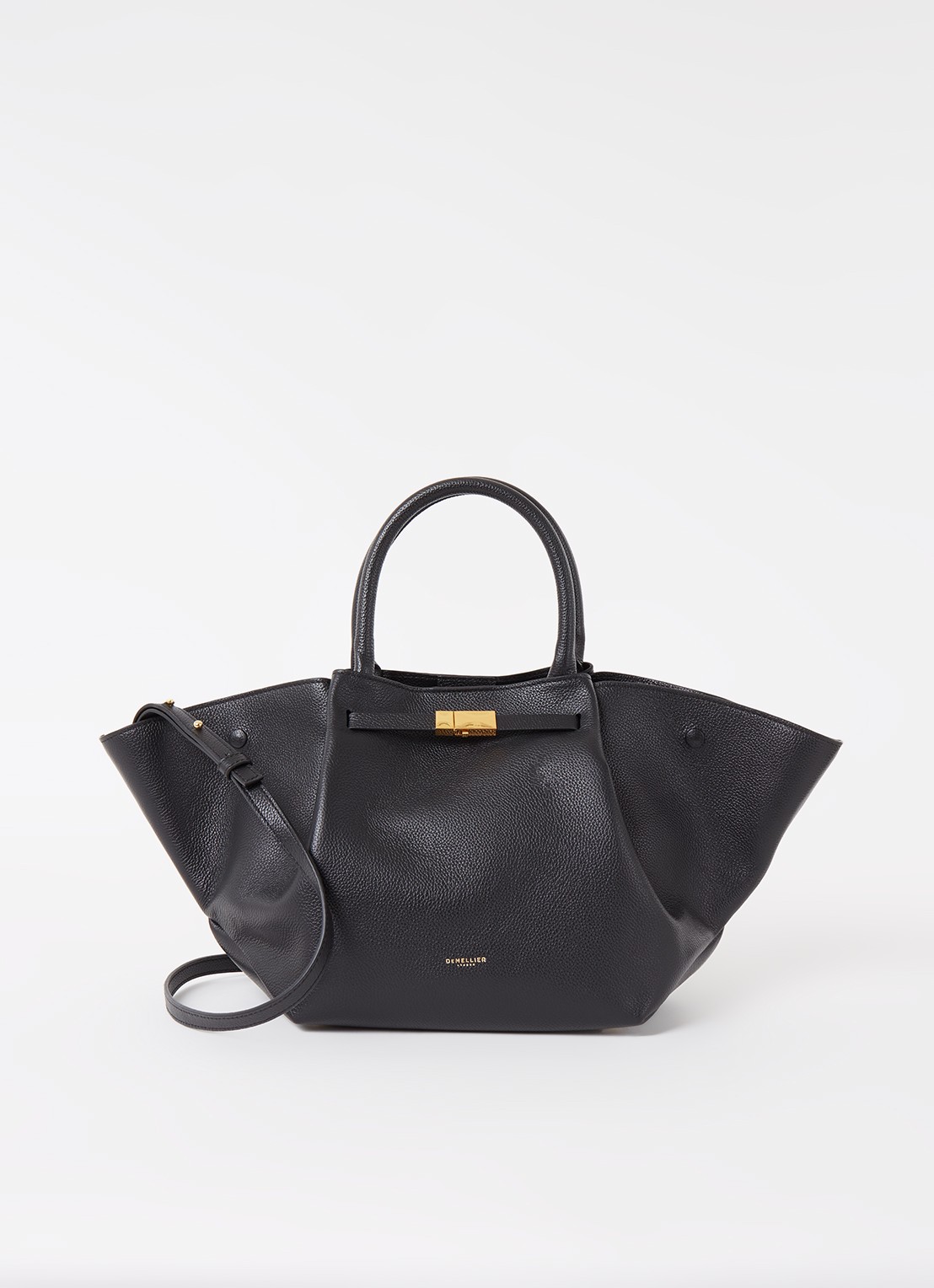 DeMellier The New York Midi handtas van leer - voorkant 4 zwart