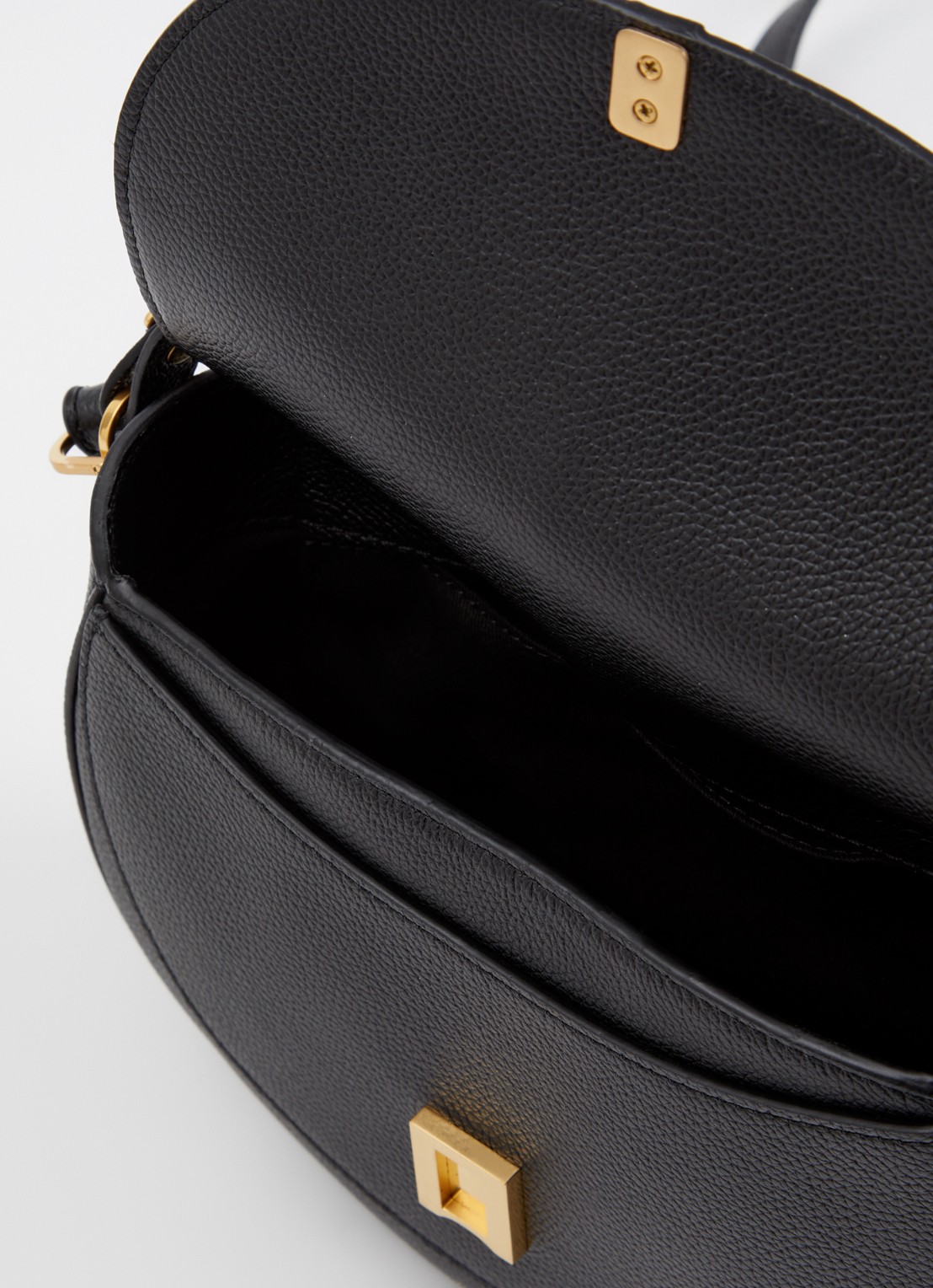 DeMellier The Siena crossbodytas van leer - detail zwart