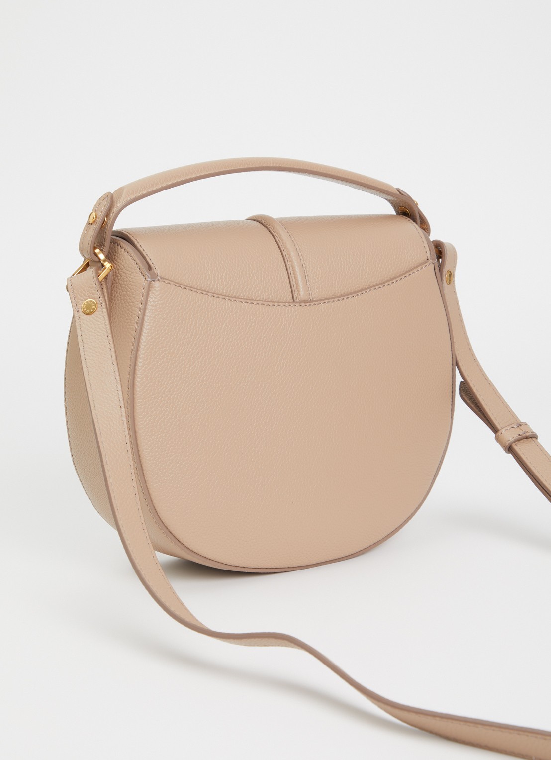 DeMellier The Siena crossbodytas van leer - achterkant taupe