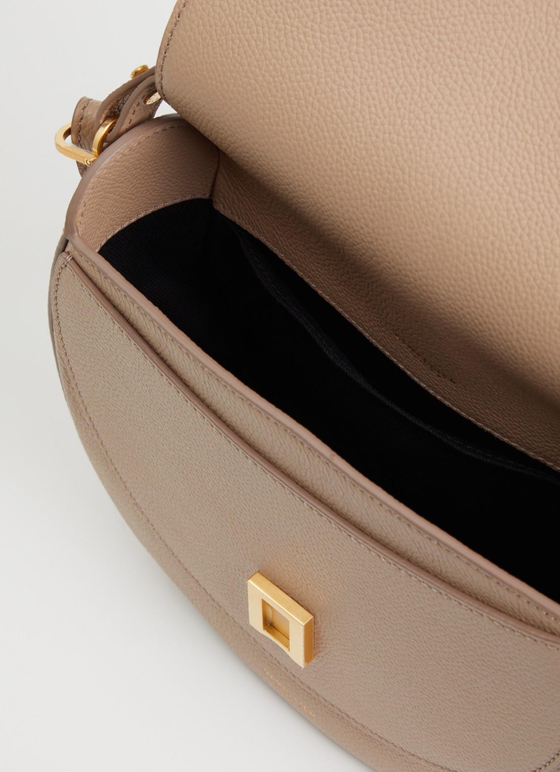 DeMellier The Siena crossbodytas van leer - detail 2 taupe