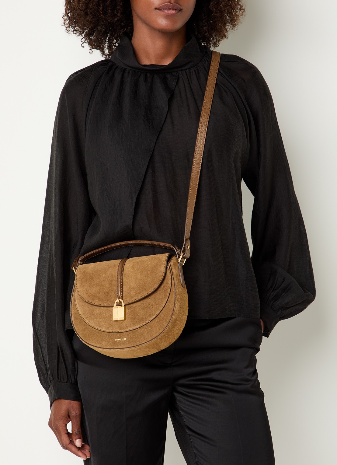 DeMellier The Siena crossbodytas van leer - voorkant 3 bruin