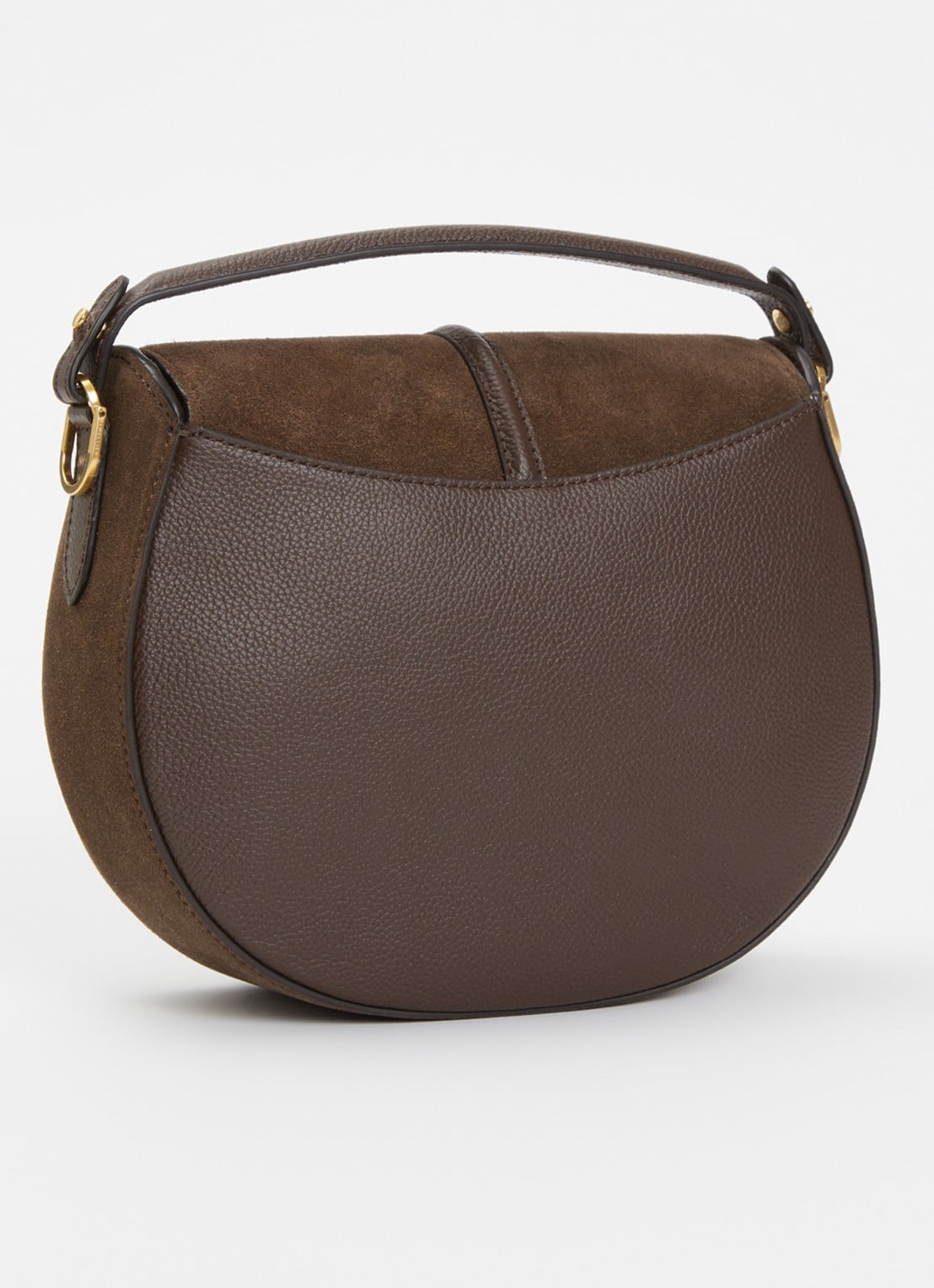 DeMellier The Siena Saddle crossbodytas van leer met details van suède  - achterkant 5 bruin