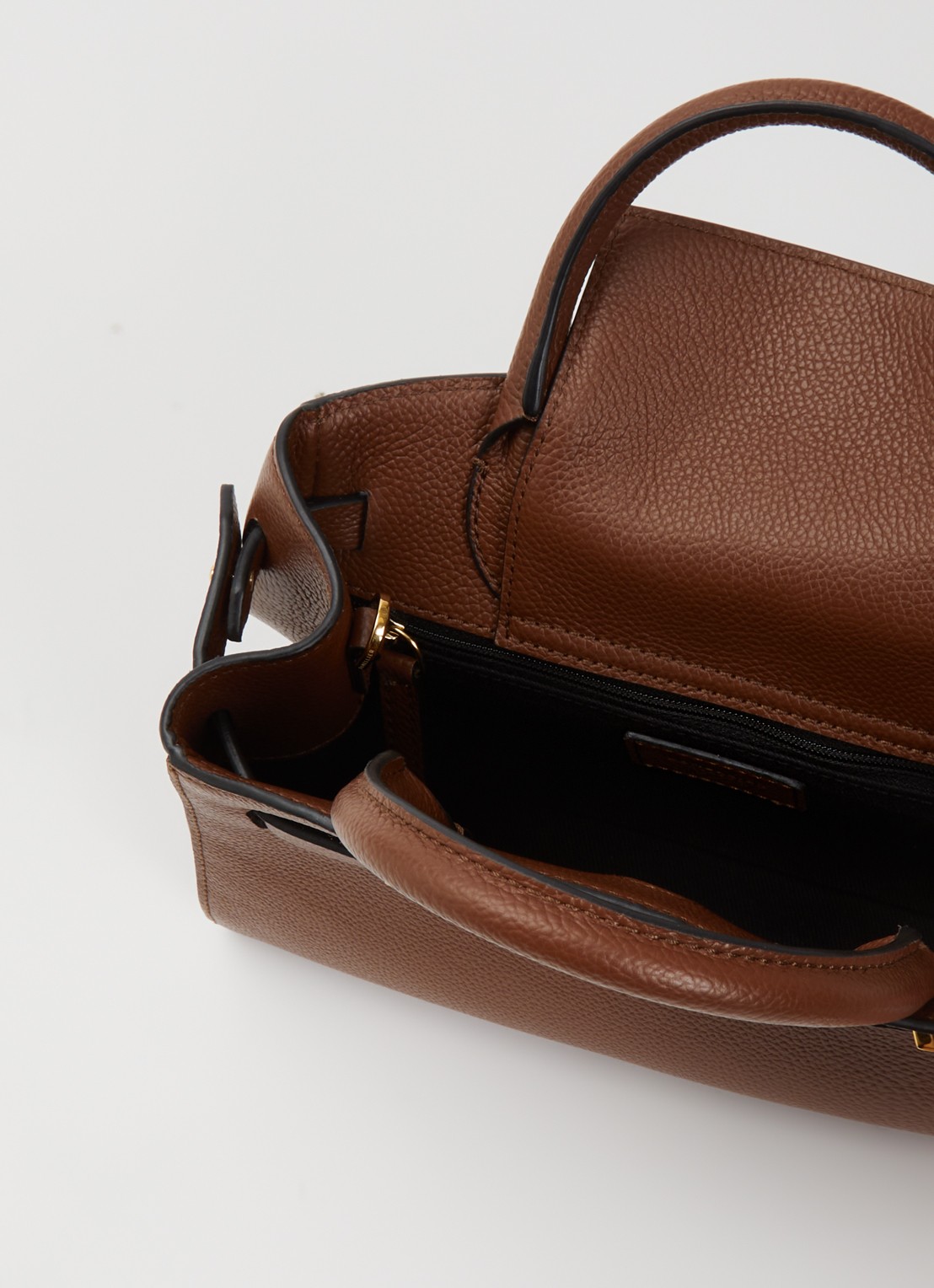 DeMellier The Small Hudson handtas van leer met afneembare schouderriem - detail cognac