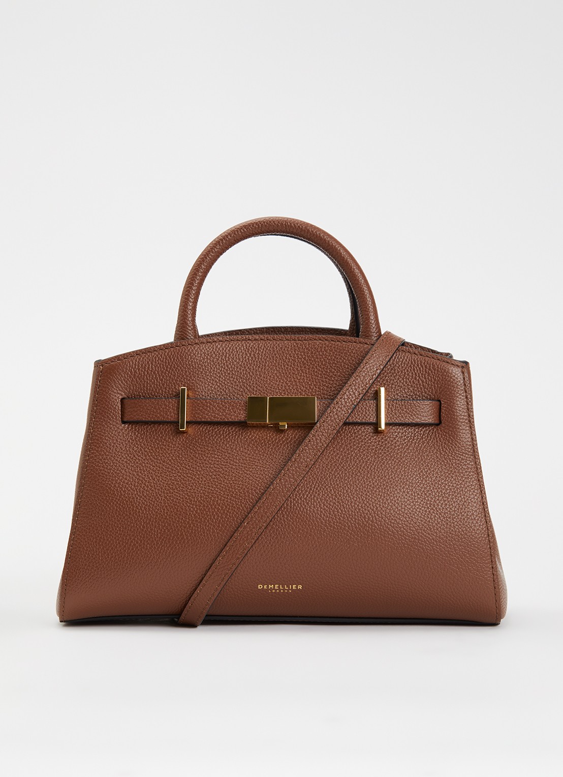 DeMellier The Small Hudson handtas van leer met afneembare schouderriem - voorkant 4 cognac