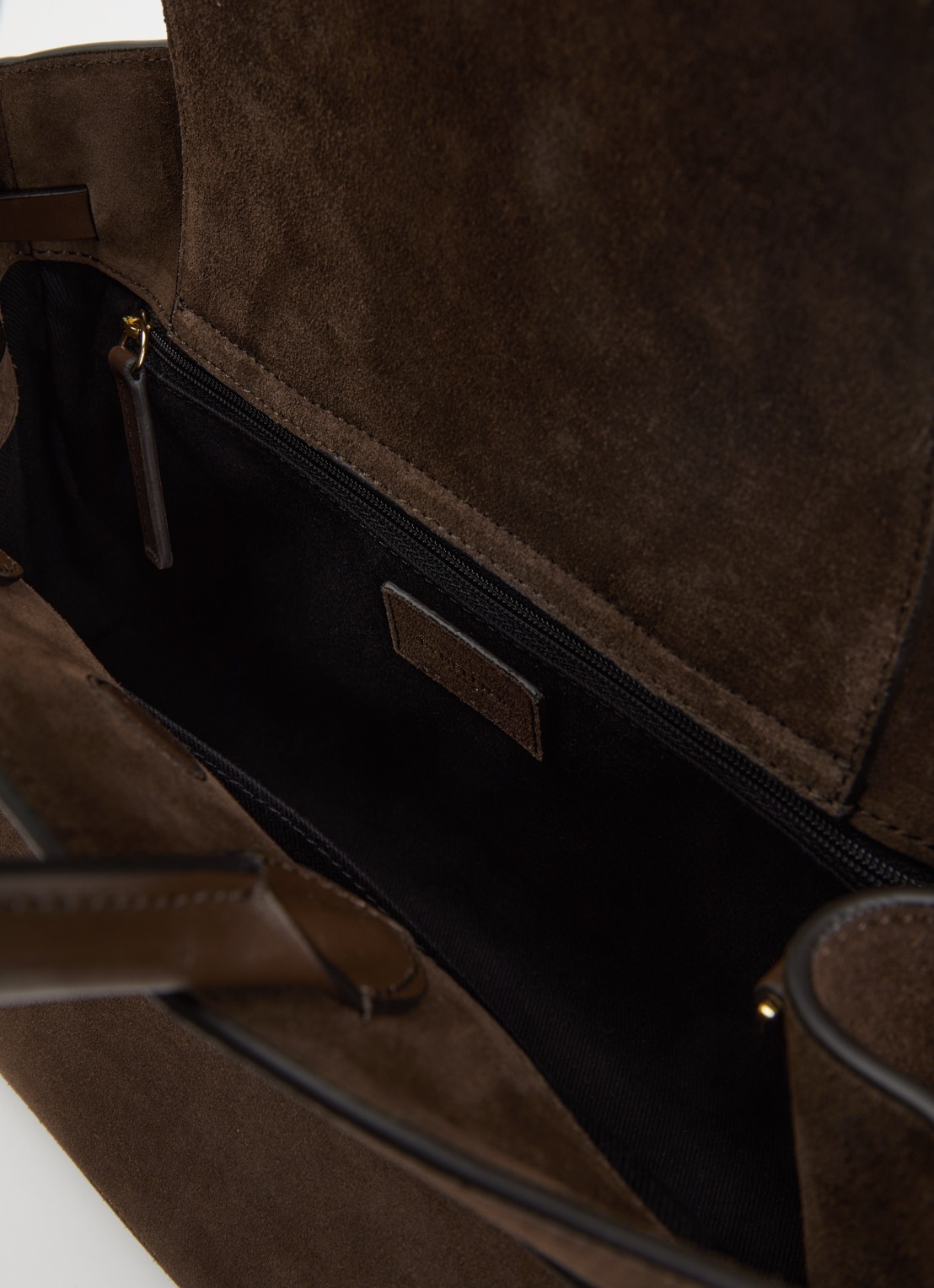 DeMellier The small hudson handtas van suède met afneembare schouderriem - detail bruin