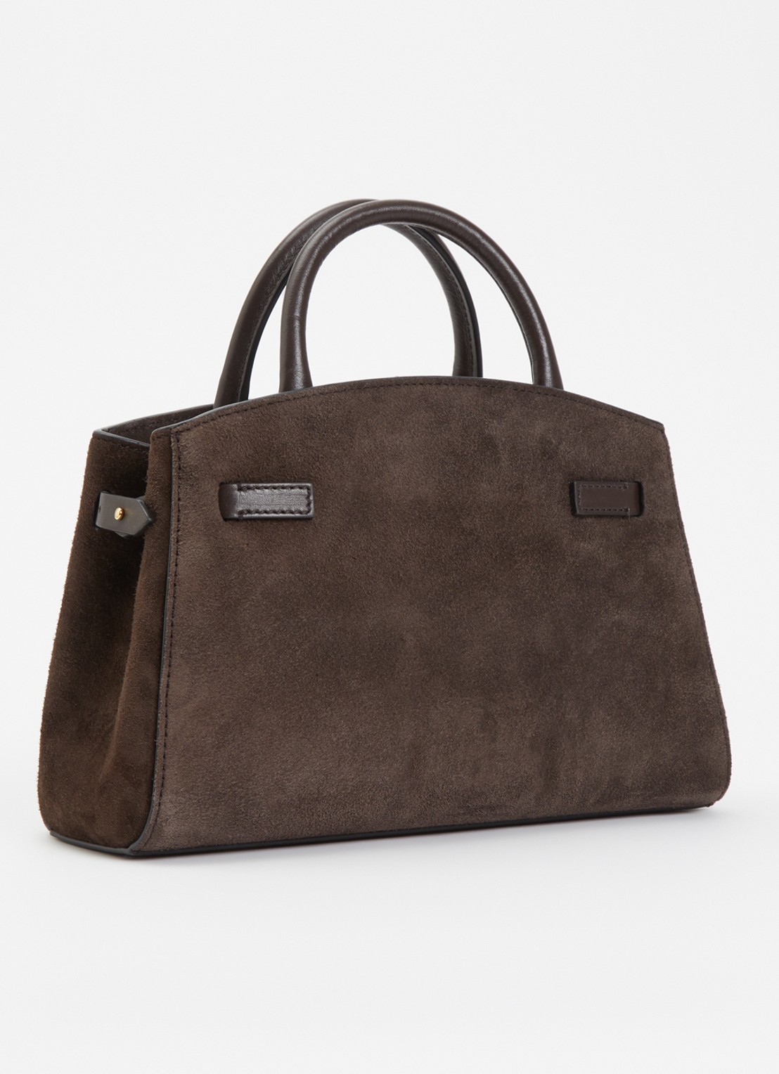 DeMellier The small hudson handtas van suède met afneembare schouderriem - achterkant 5 chocoladebruin