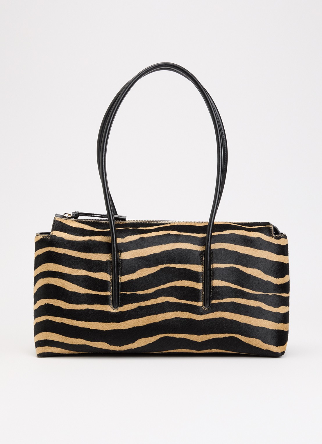 DeMellier The Stockholm schoudertas van kalfsleer met ponyhair - voorkant 5 zwart