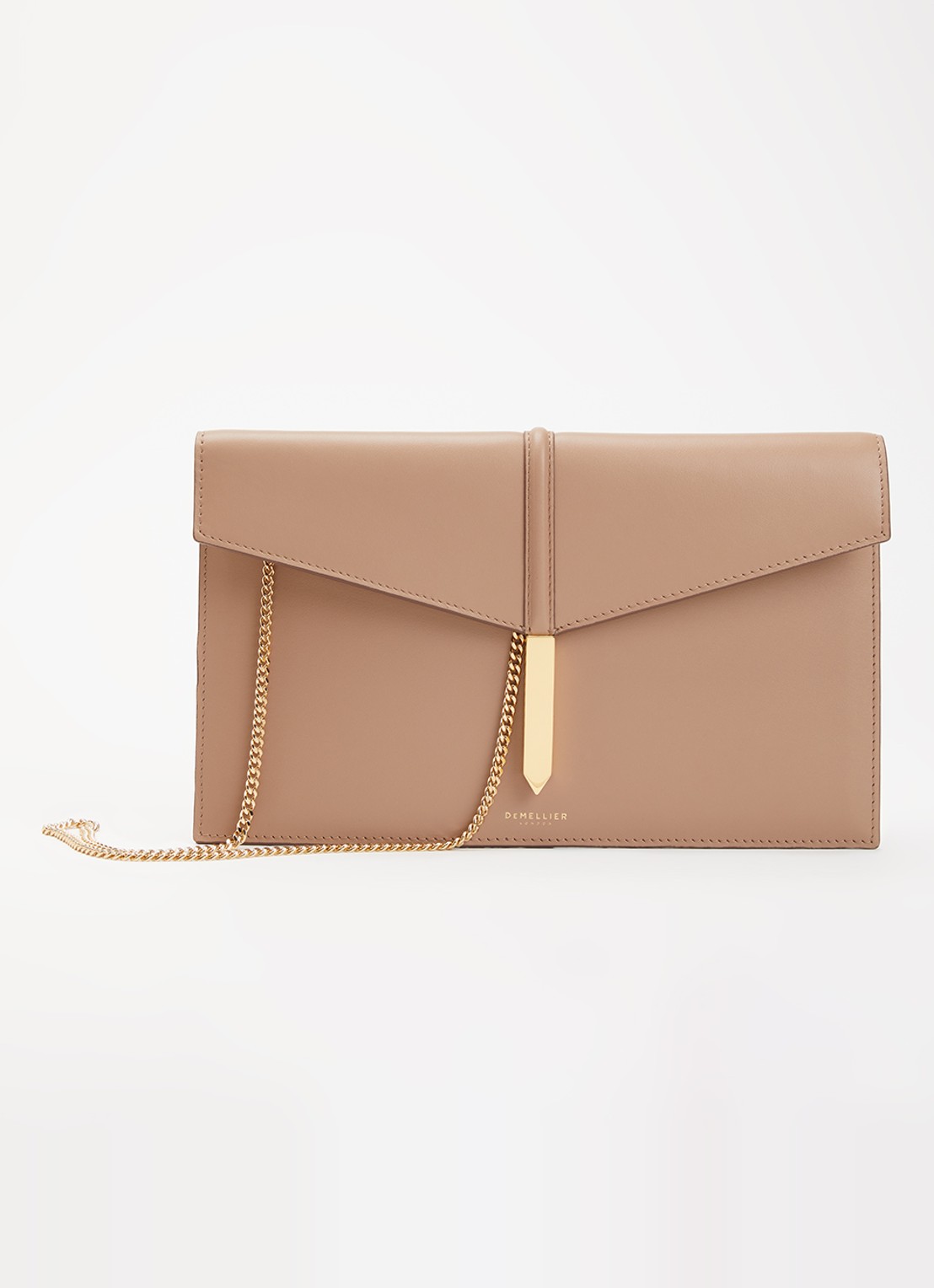 DeMellier The Tokyo clutch van leer - voorkant 5 zand
