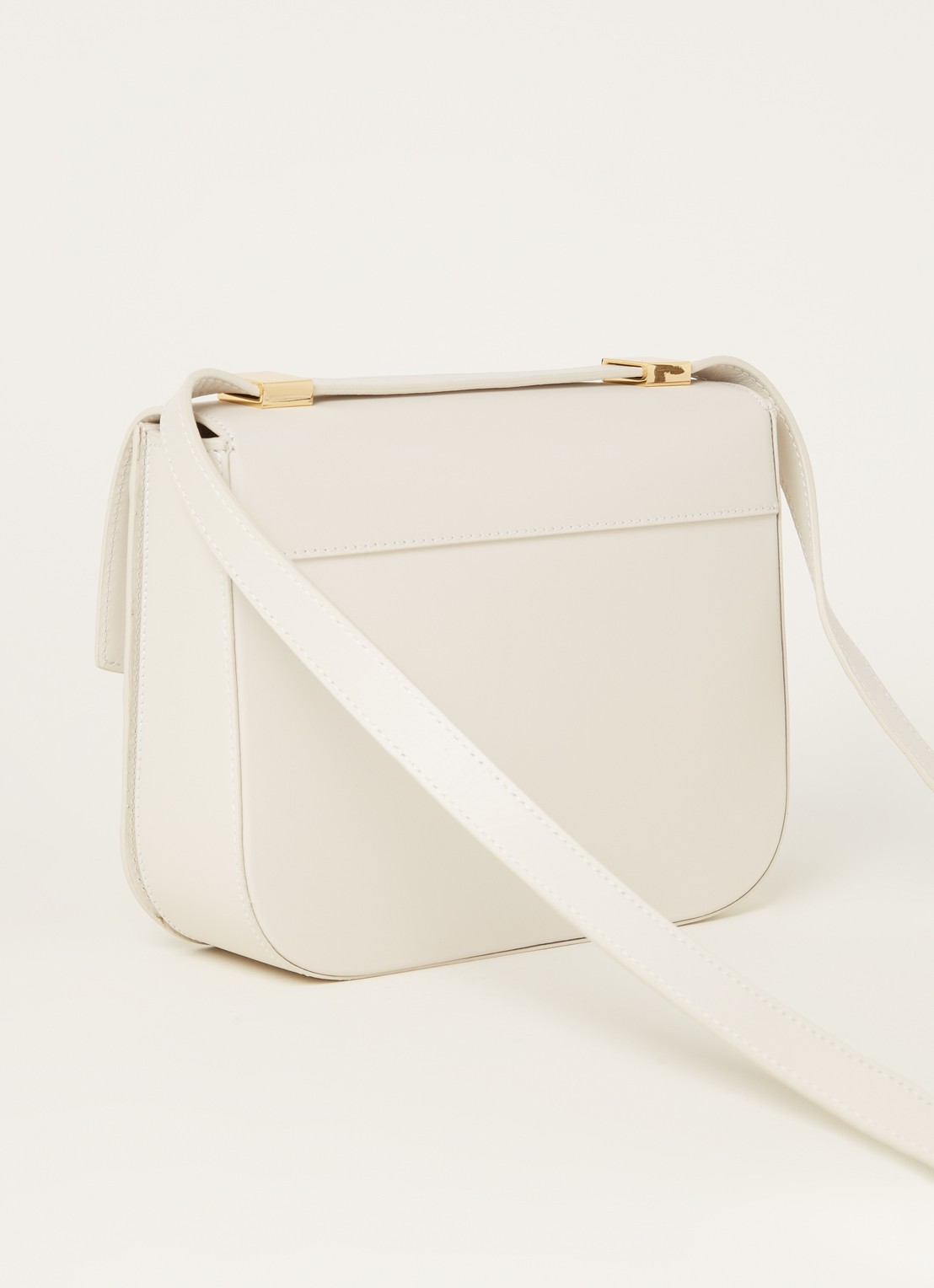 DeMellier The Vancouver crossbodytas van leer - achterkant gebroken wit