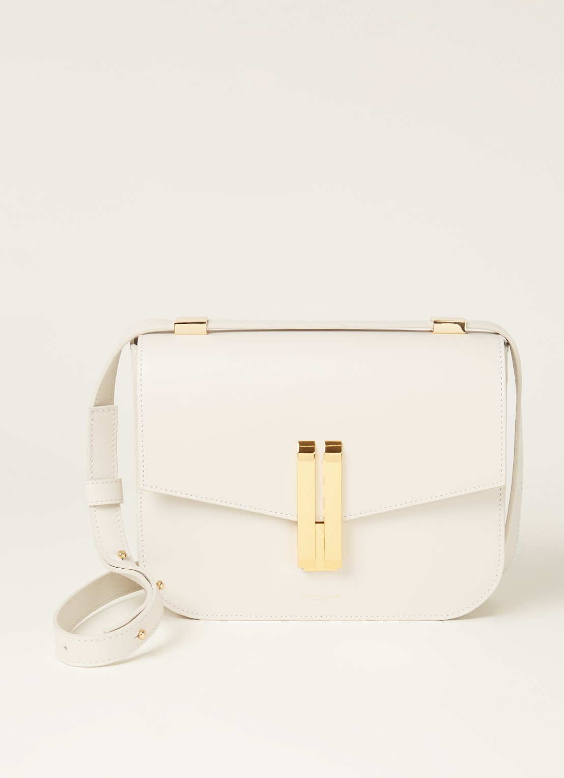DeMellier The Vancouver crossbodytas van leer - voorkant 2 gebroken wit