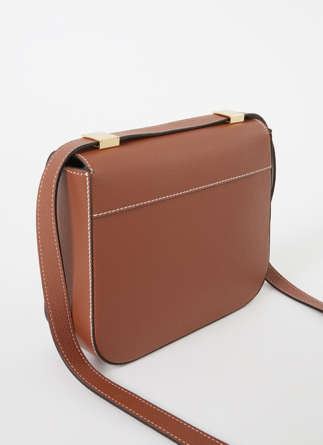 DeMellier Vancouver crossbodytas van leer - achterkant 4 cognac