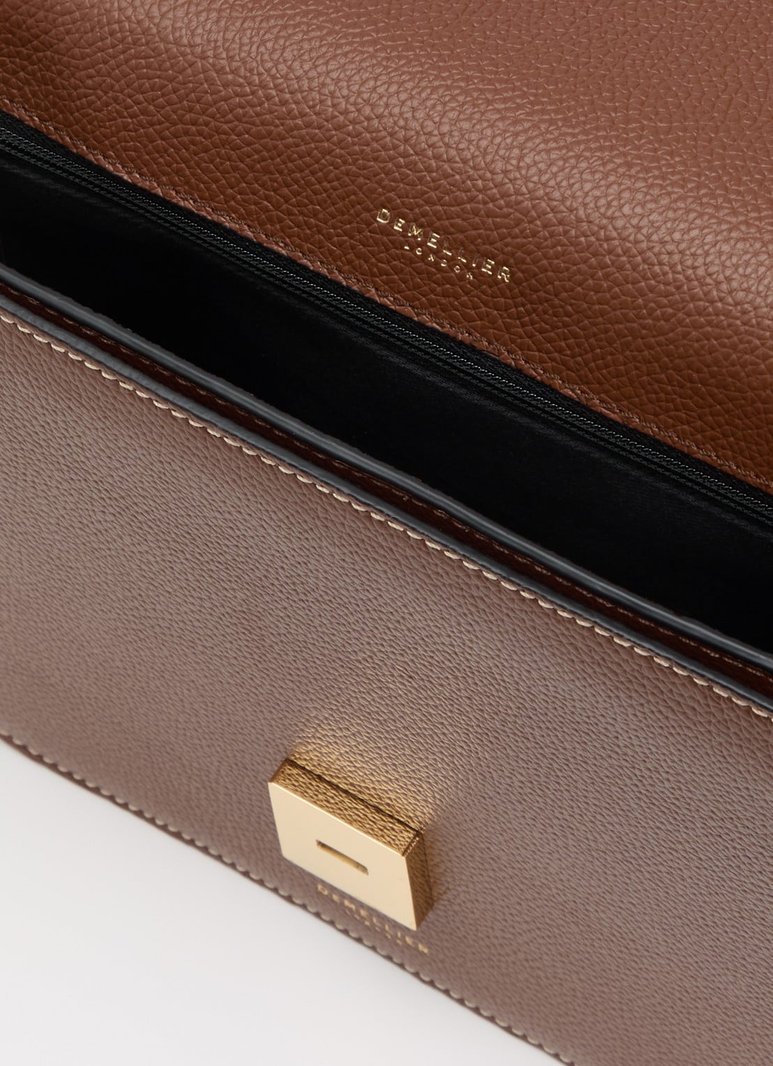 DeMellier Vancouver crossbodytas van leer - detail cognac