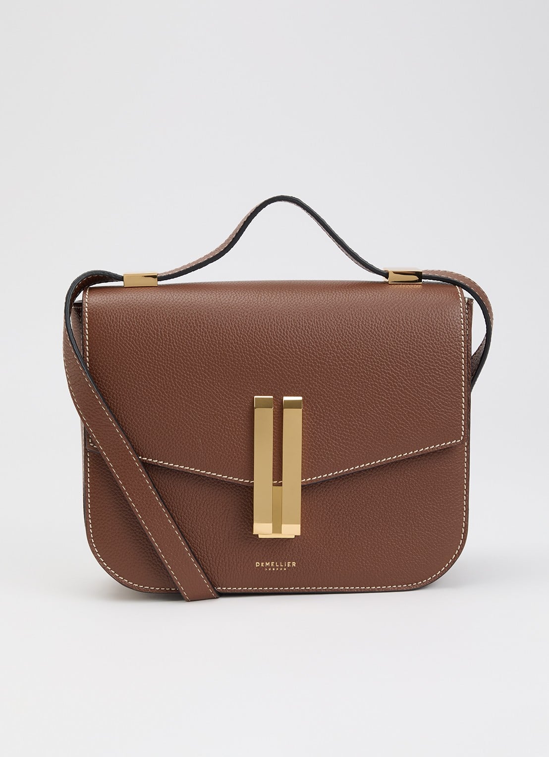 DeMellier Vancouver crossbodytas van leer - voorkant 4 cognac