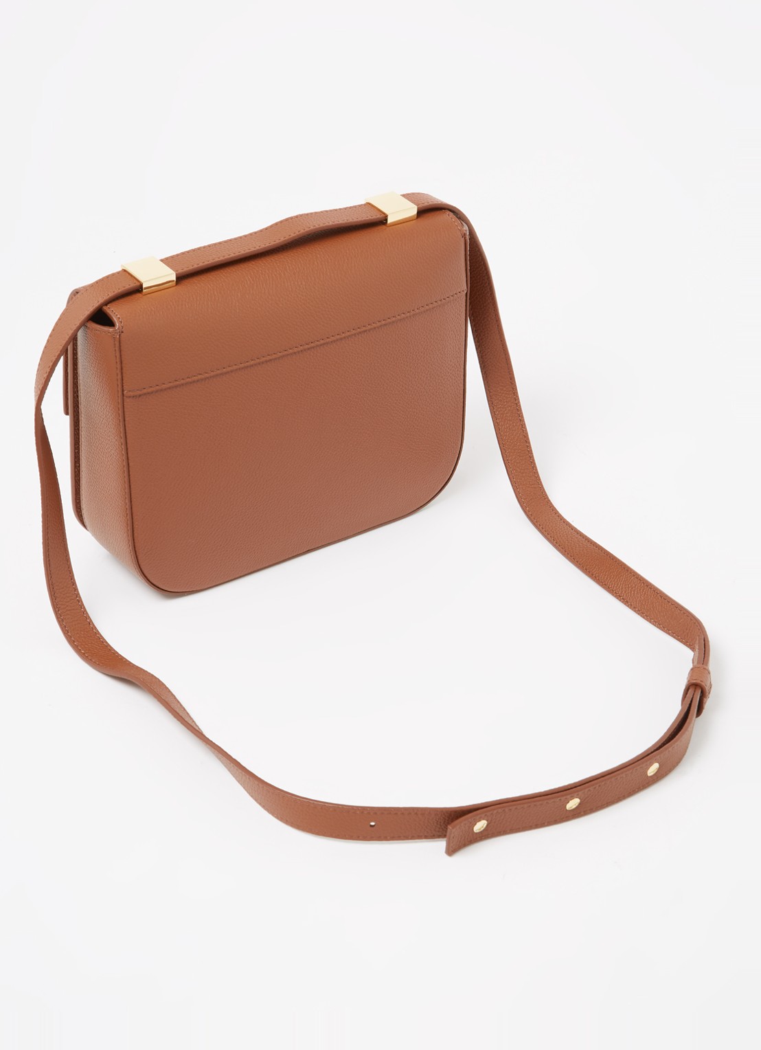 DeMellier Vancouver crossbodytas van leer - achterkant hazelnootbruin