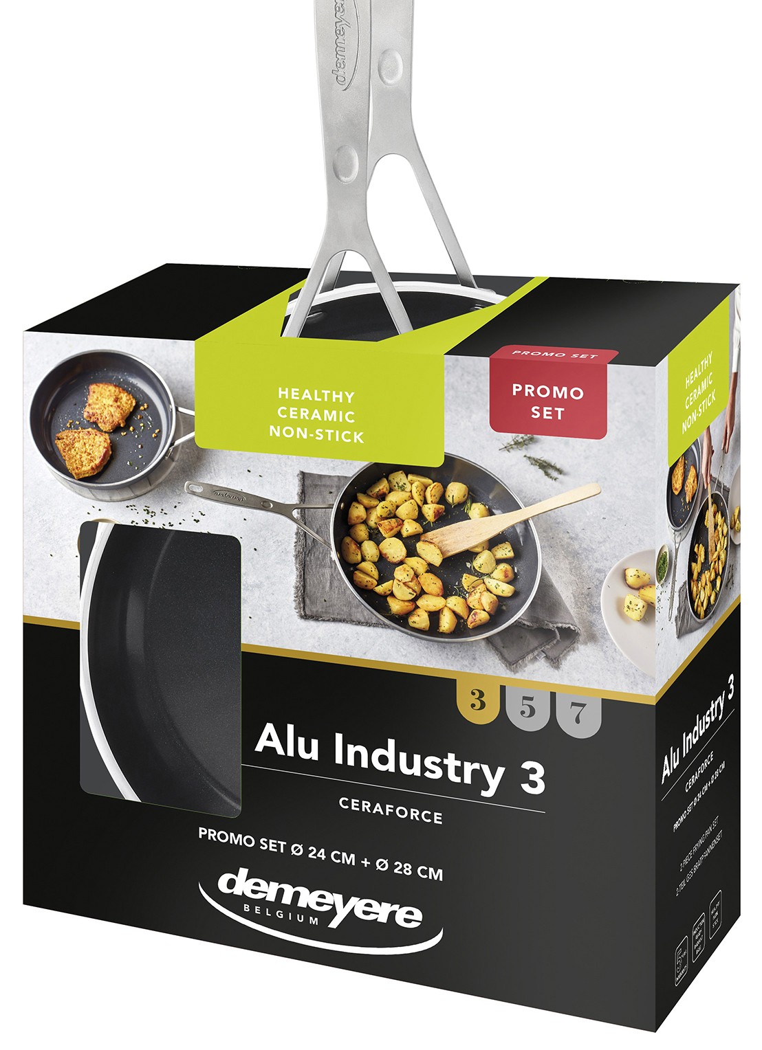 Demeyere Alu Industry 3 Ceraforce koekenpannenset 24 + 28 cm - achterkant zwart
