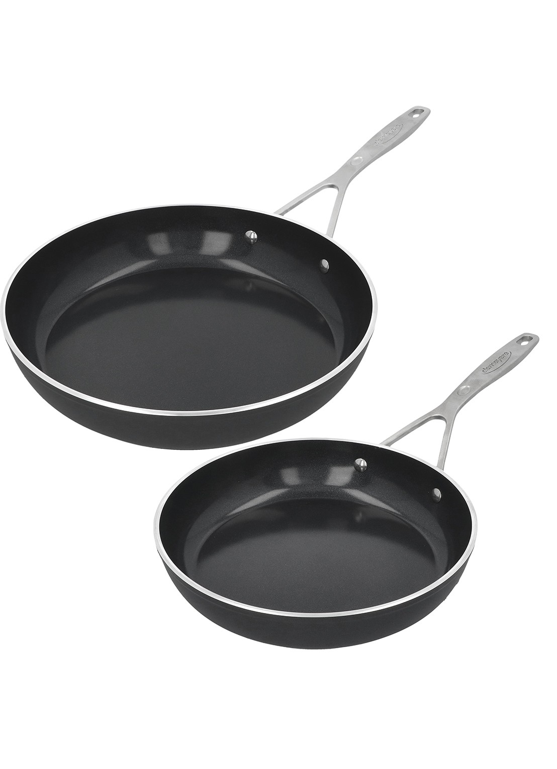 Demeyere Alu Industry 3 Ceraforce koekenpannenset 24 + 28 cm - voorkant 2 zwart