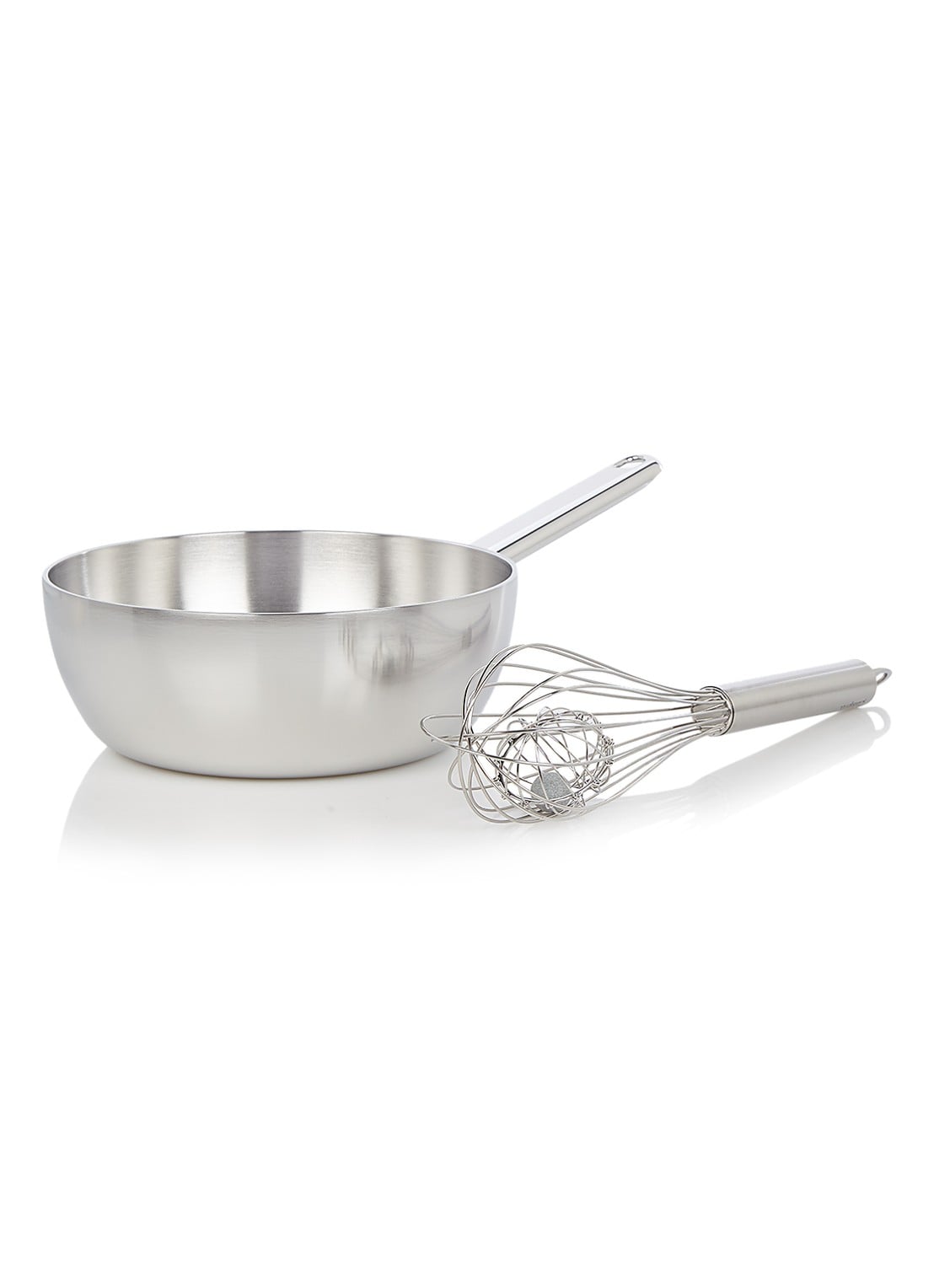 Demeyere Apollo conische sauteuse Ø20 cm + gratis Cuisipro duoklopper - voorkant zilver