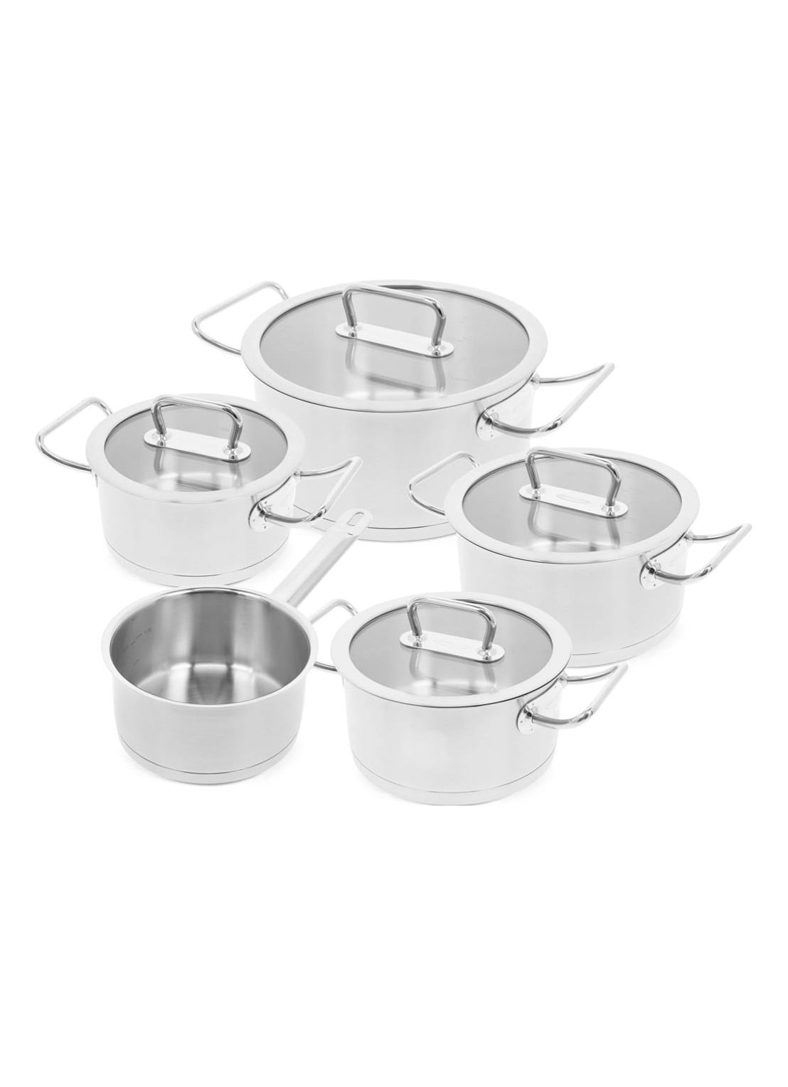 Demeyere Diverto 3 pannenset 5-delig - voorkant zilver