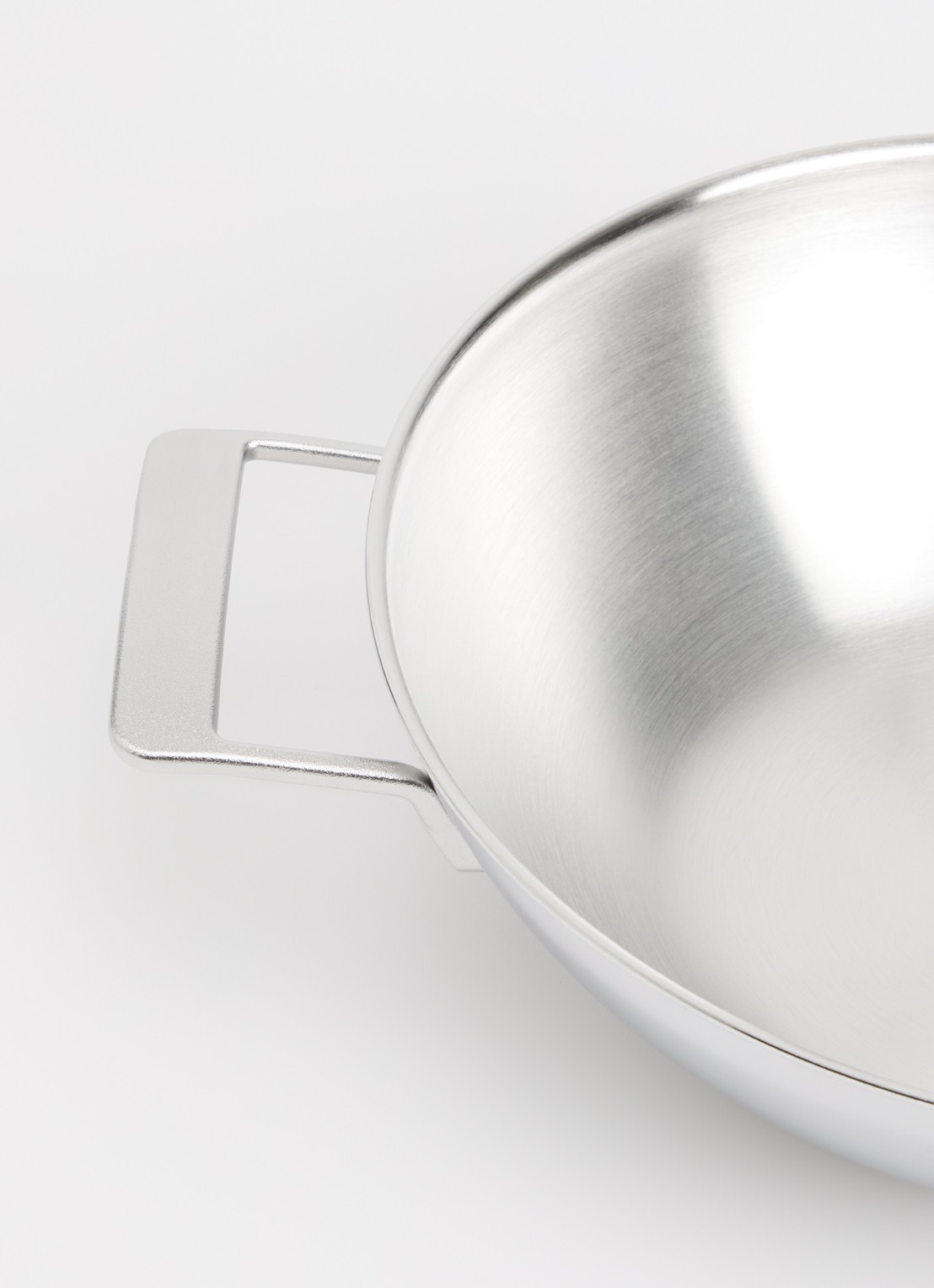 Demeyere Industry 5 wokpan met deksel  - detail zilver