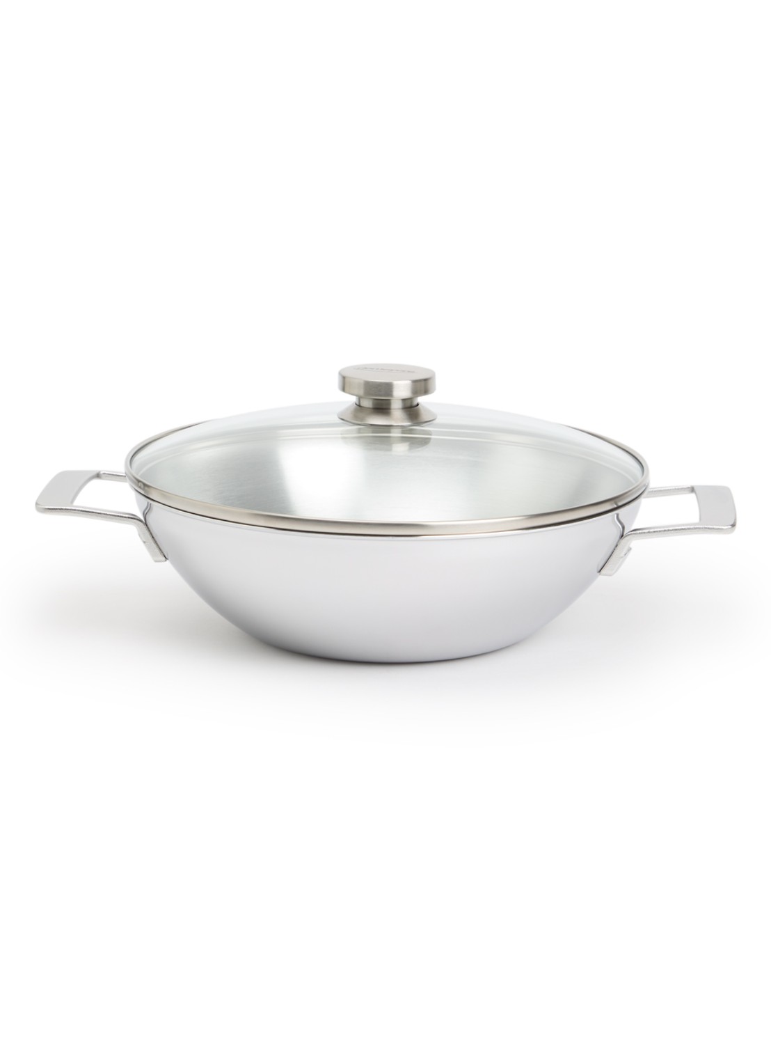 Demeyere Industry 5 wokpan met deksel  - voorkant 2 zilver