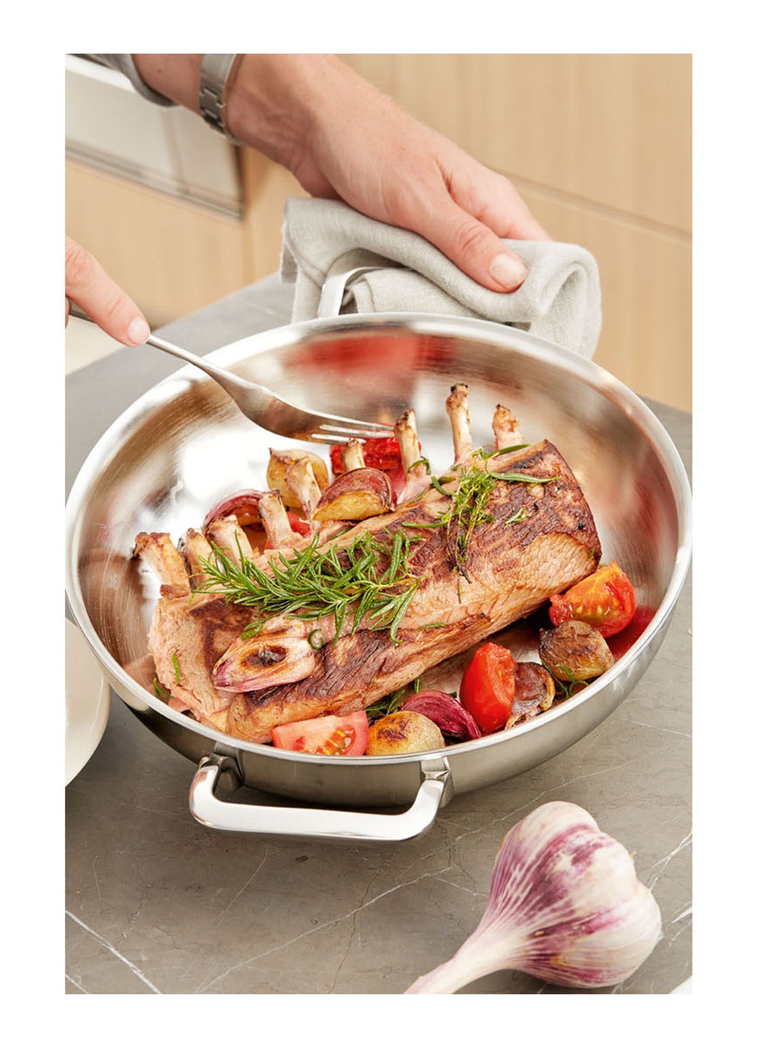 Demeyere Multifunction koekenpan 28 cm - voorkant 2 zilver