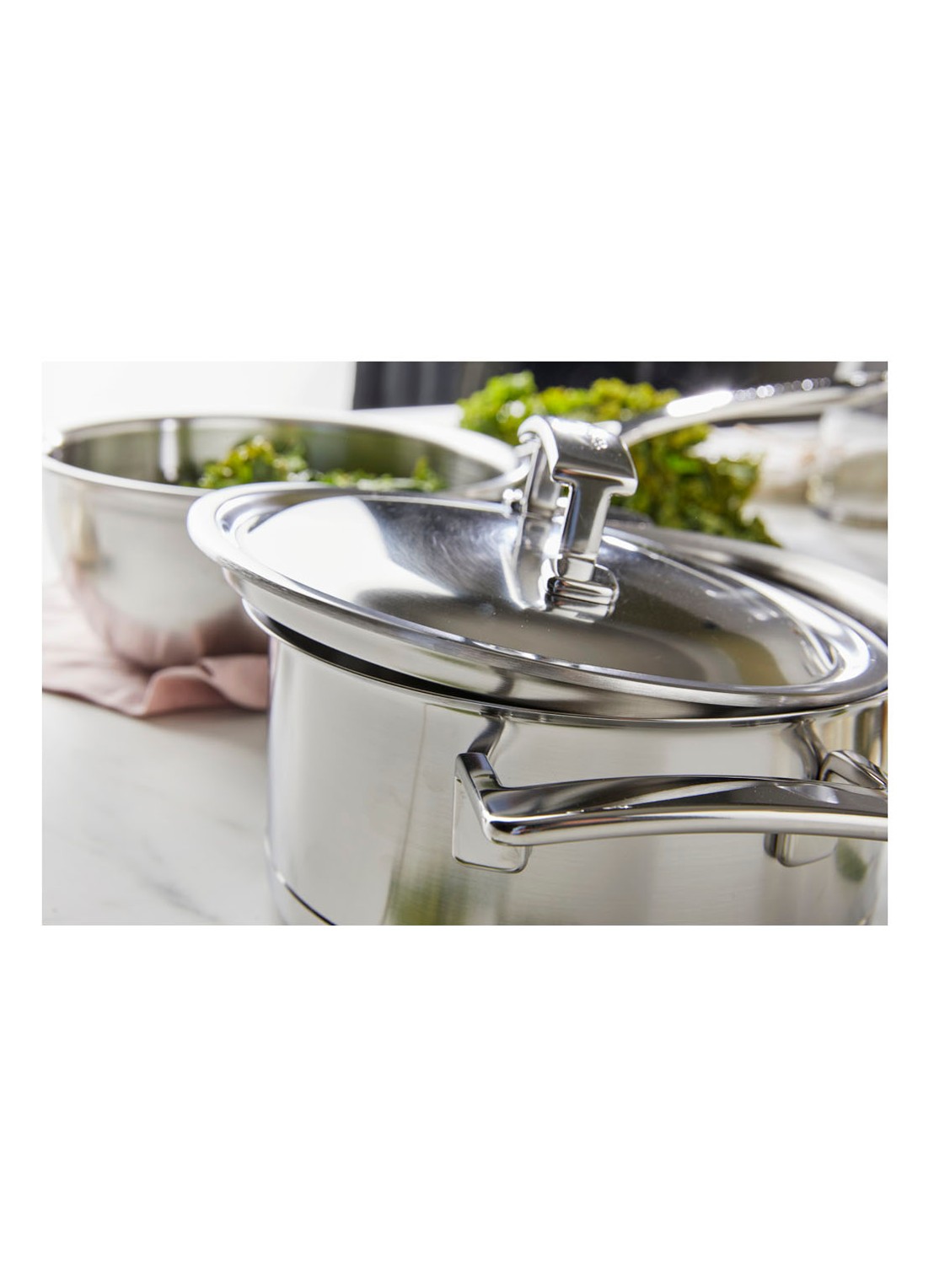 Demeyere Silver kookpan met deksel Ø20 cm - voorkant 3 roestvrijstaal