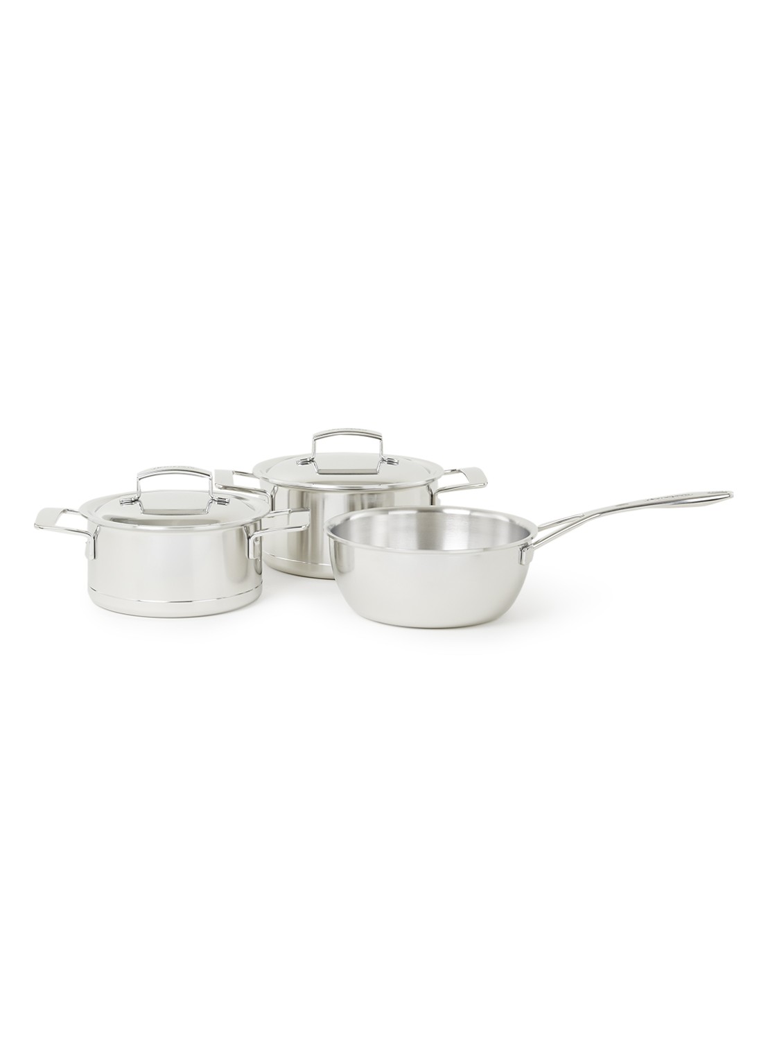 Demeyere Silver pannenset 3-delig - voorkant zilver