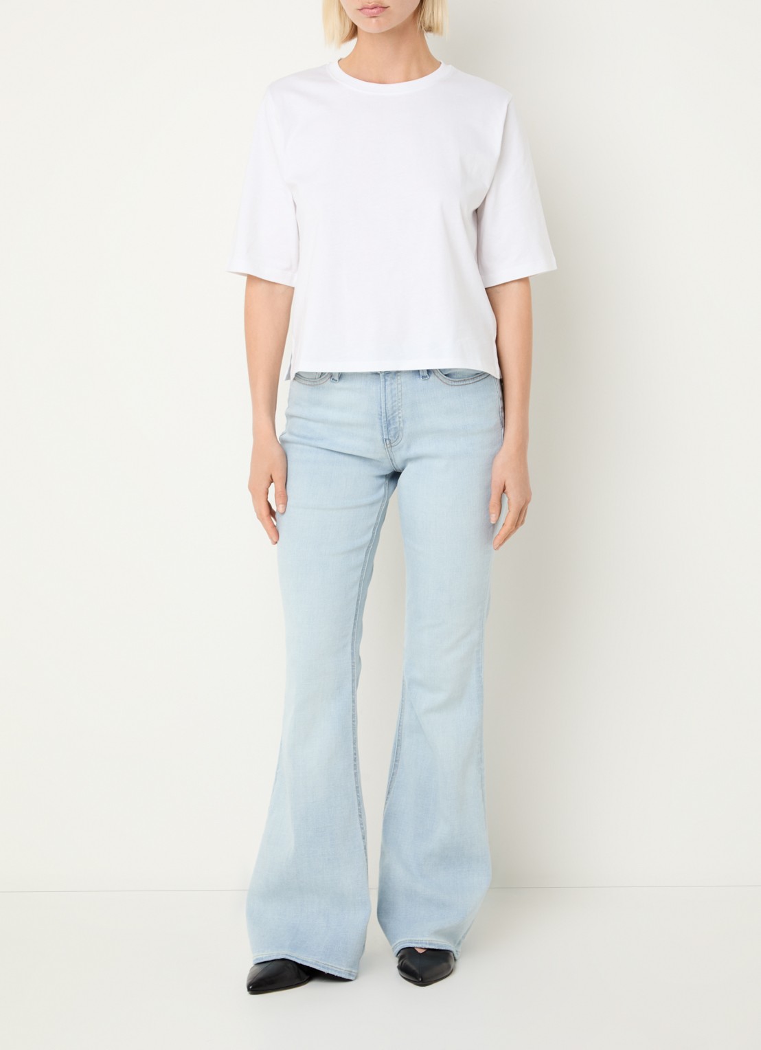 Denham Ami high waist flared jeans met lichte wassing - voorkant 5 indigo