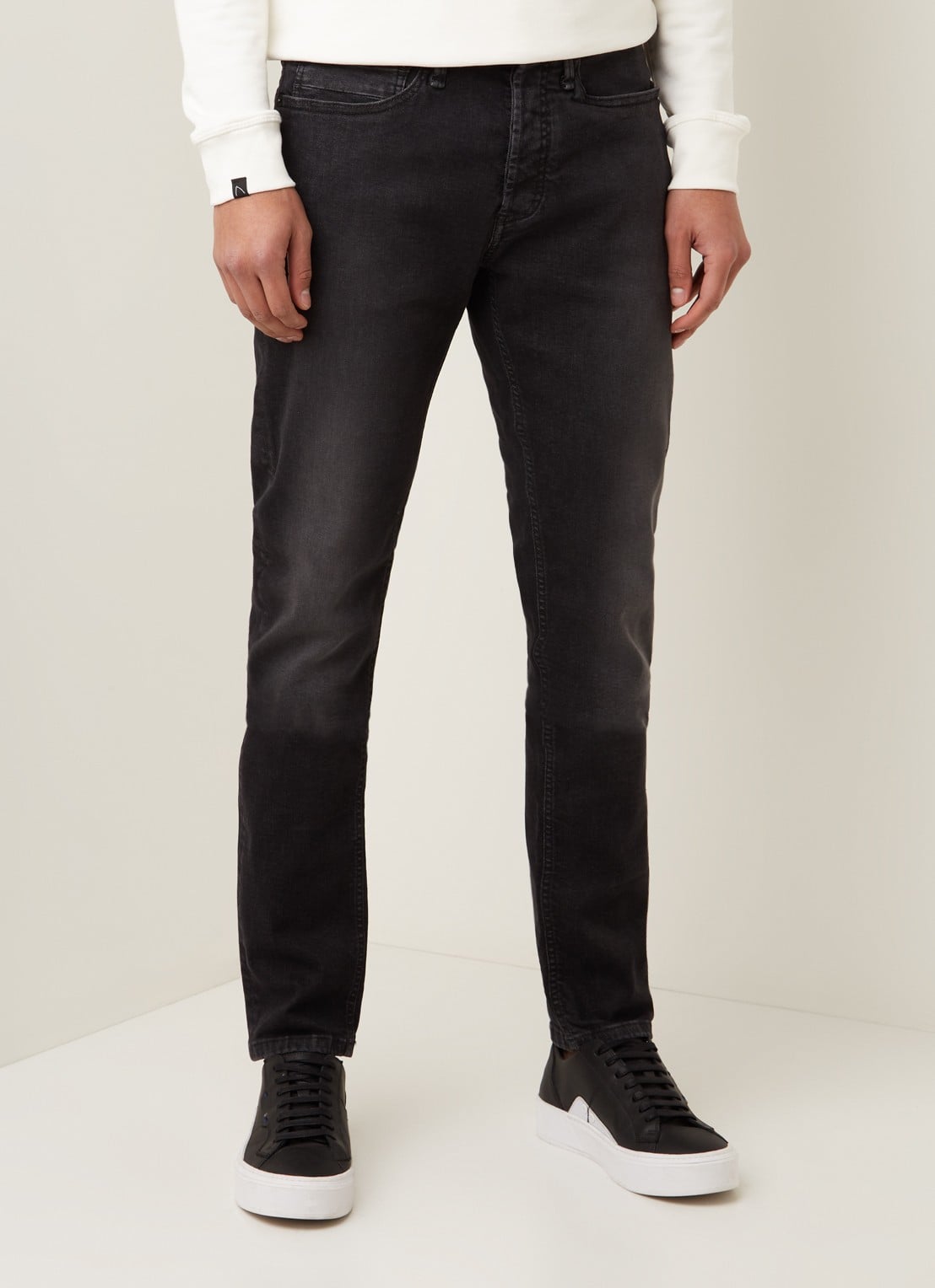 Denham Bolt skinny jeans met gekleurde wassing - detail 2 zwart