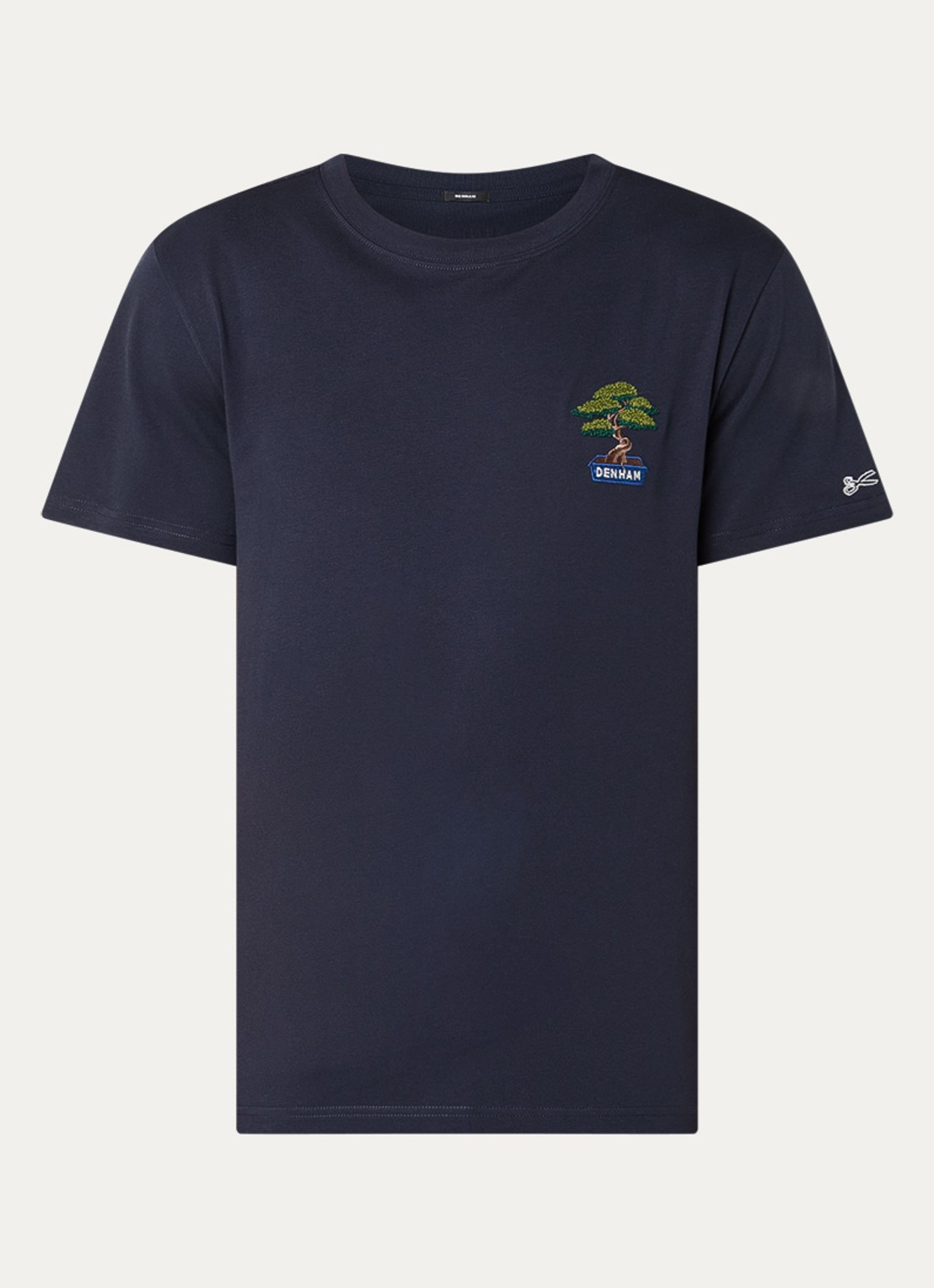 Denham Bonsai T-shirt met logoborduring - voorkant 2 donkerblauw