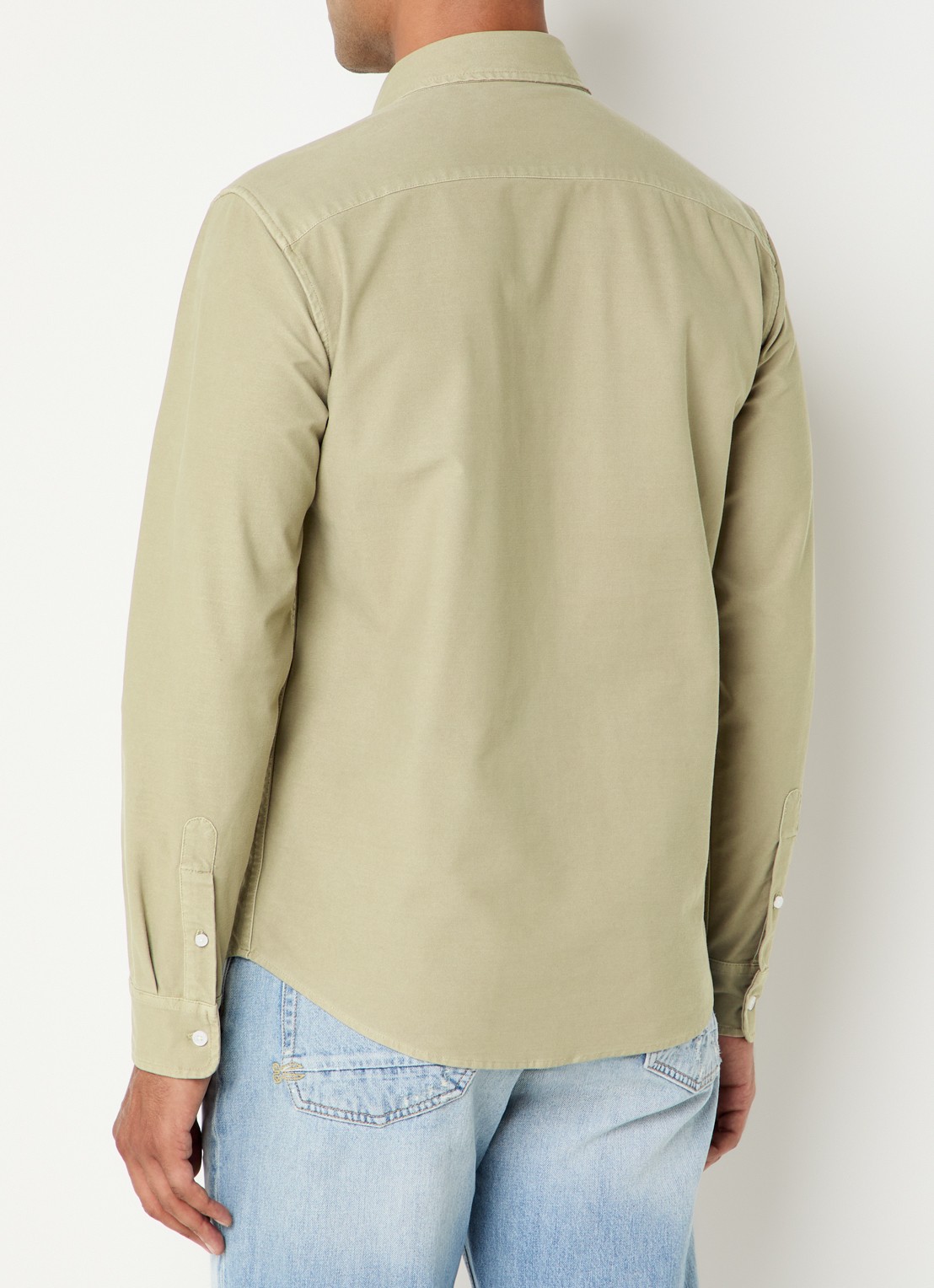 Denham Bridge regular fit overhemd met borstzak en logoprint - achterkant 4 beige