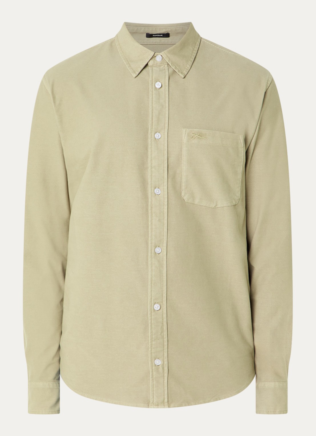 Denham Bridge regular fit overhemd met borstzak en logoprint - voorkant 2 beige