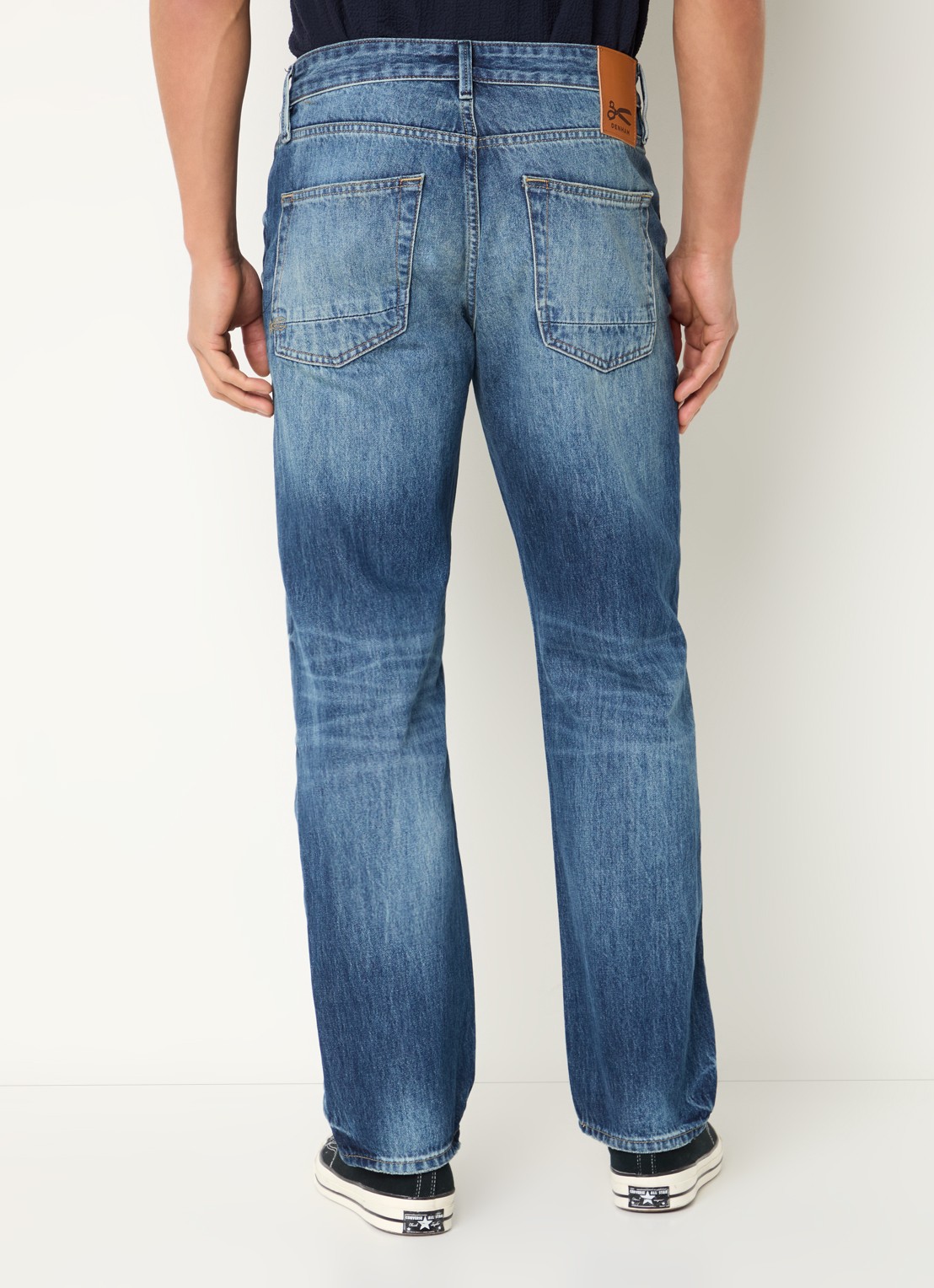Denham Dagger R 35 straight leg jeans met lichte wassing - achterkant 3 indigo