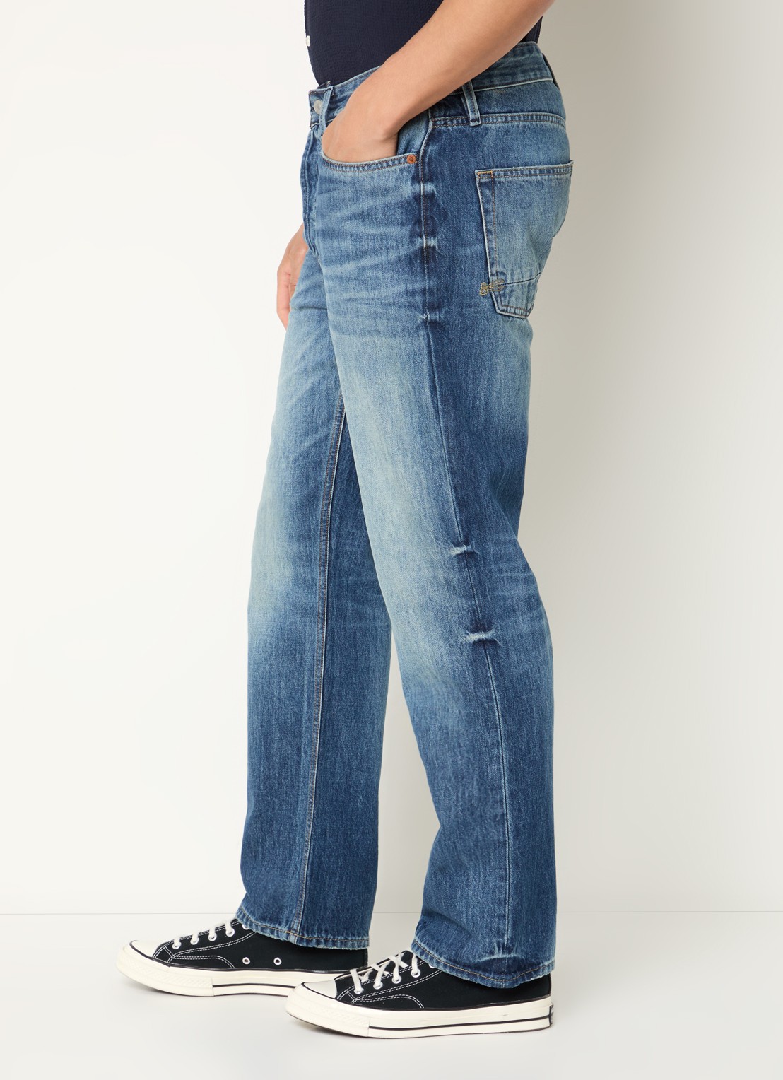 Denham Dagger R 35 straight leg jeans met lichte wassing - detail 2 indigo