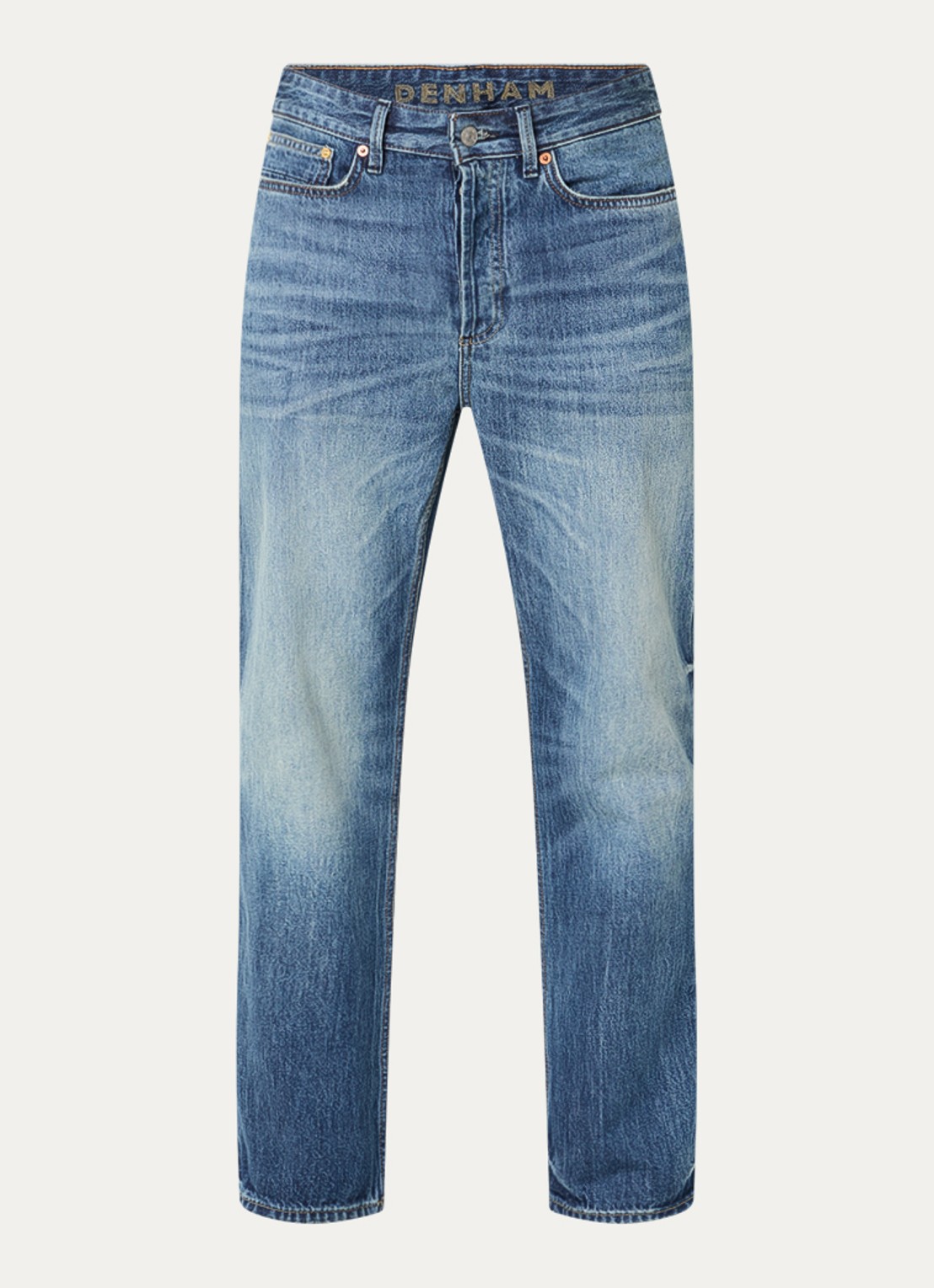 Denham Dagger R 35 straight leg jeans met lichte wassing - voorkant 4 indigo