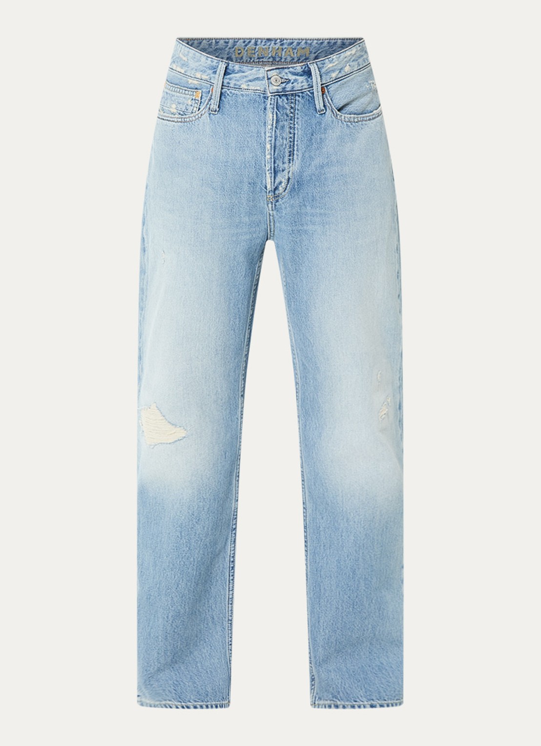 Denham Dagger straight leg jeans met lichte wassing - voorkant 3 indigo