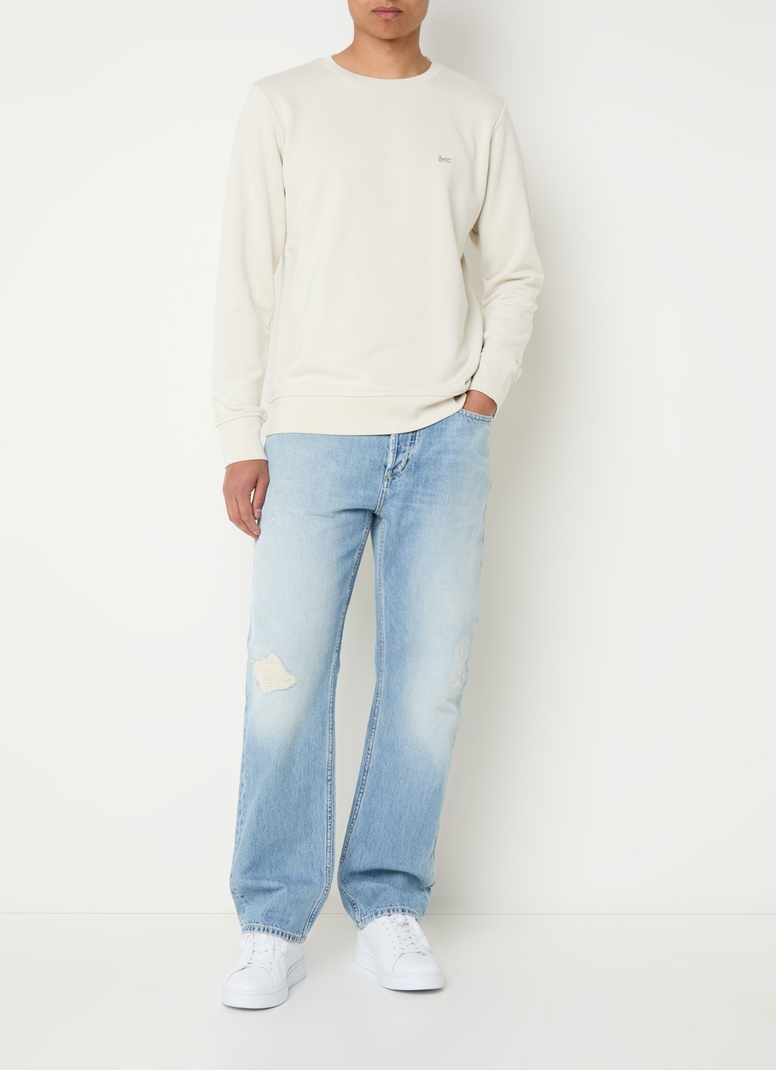 Denham Dagger straight leg jeans met lichte wassing - voorkant 4 indigo