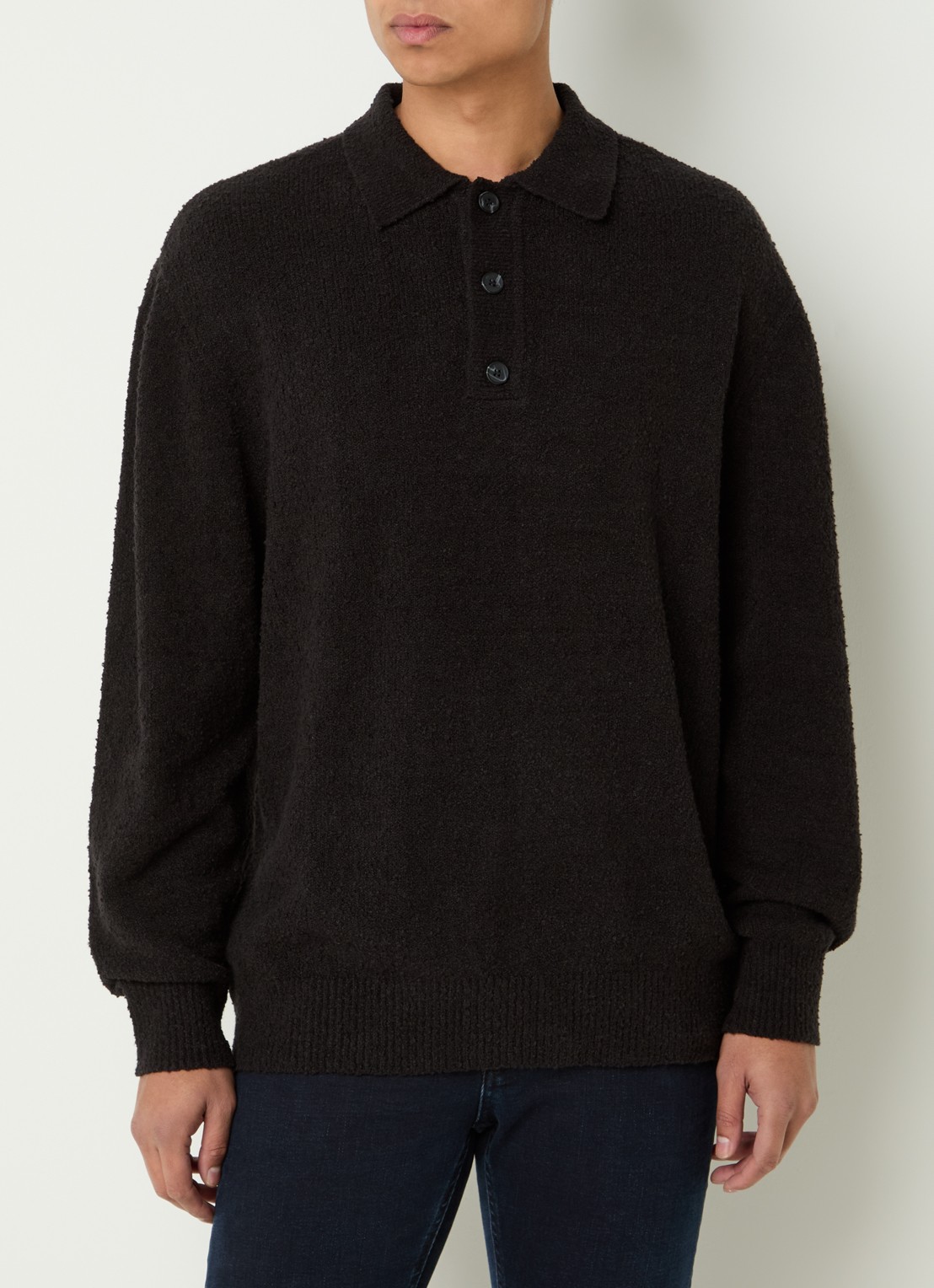 Denham Denham grofgebreide trui met polokraag - detail 3 zwart