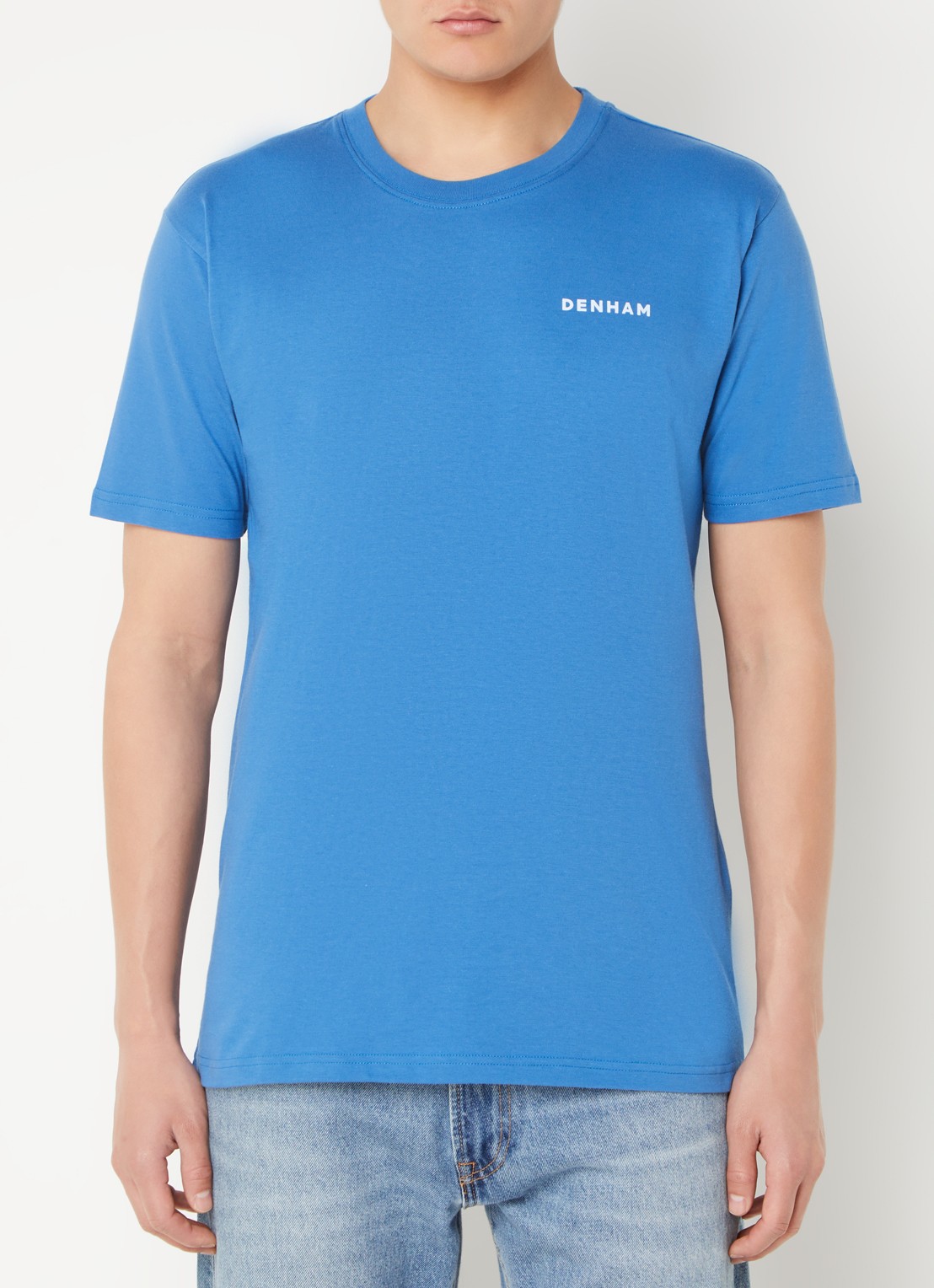 Denham Dev T-shirt met logo- en backprint - achterkant 4 kobaltblauw