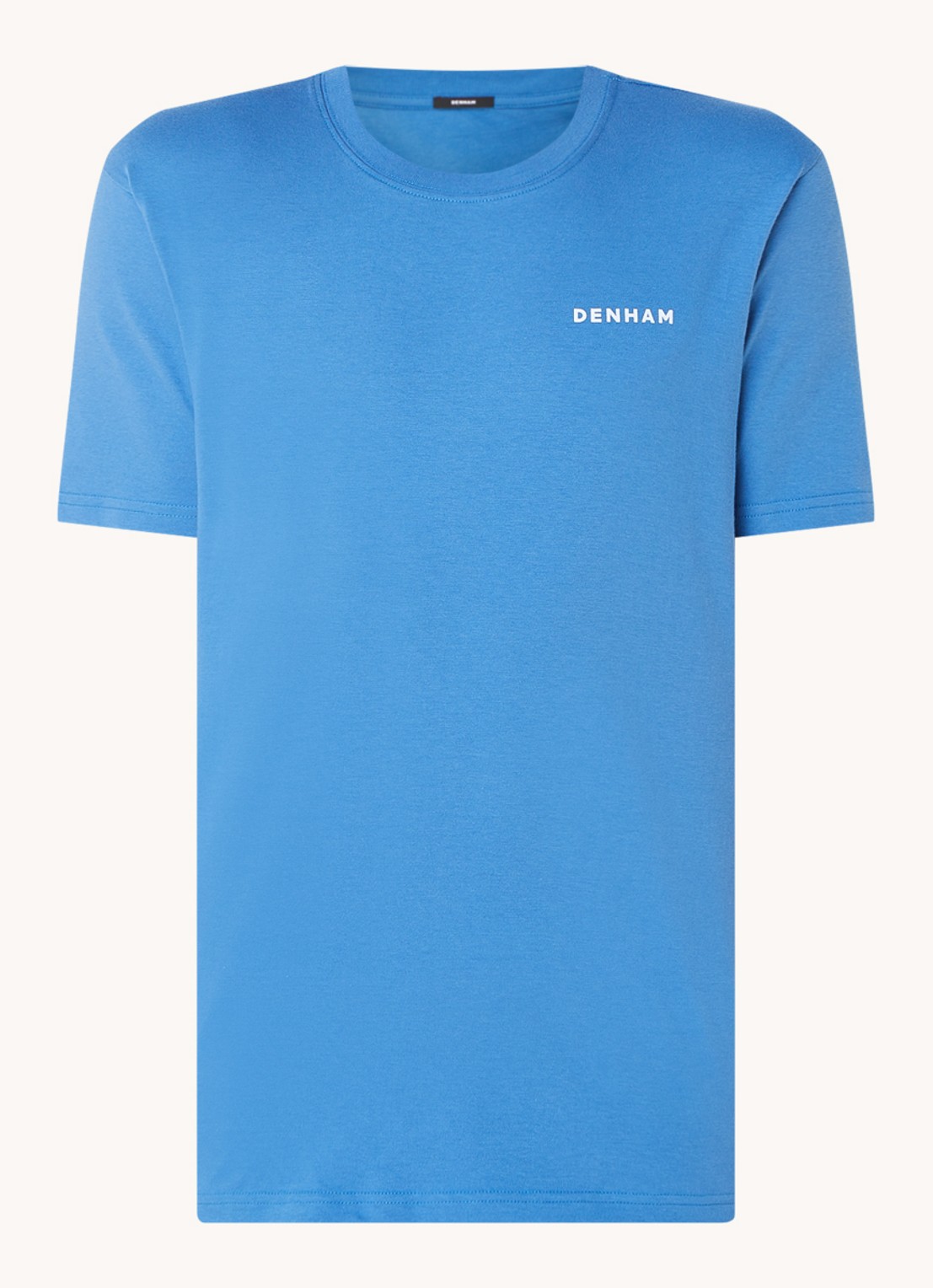 Denham Dev T-shirt met logo- en backprint - voorkant 2 kobaltblauw