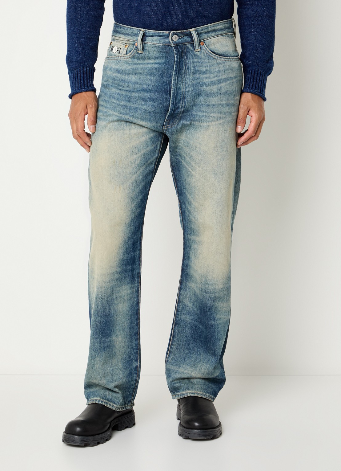 Denham Eastwider Henry straight leg jeans met lichte wassing - detail 4 indigo