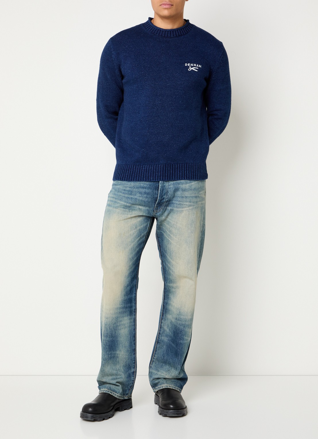 Denham Eastwider Henry straight leg jeans met lichte wassing - voorkant 3 indigo