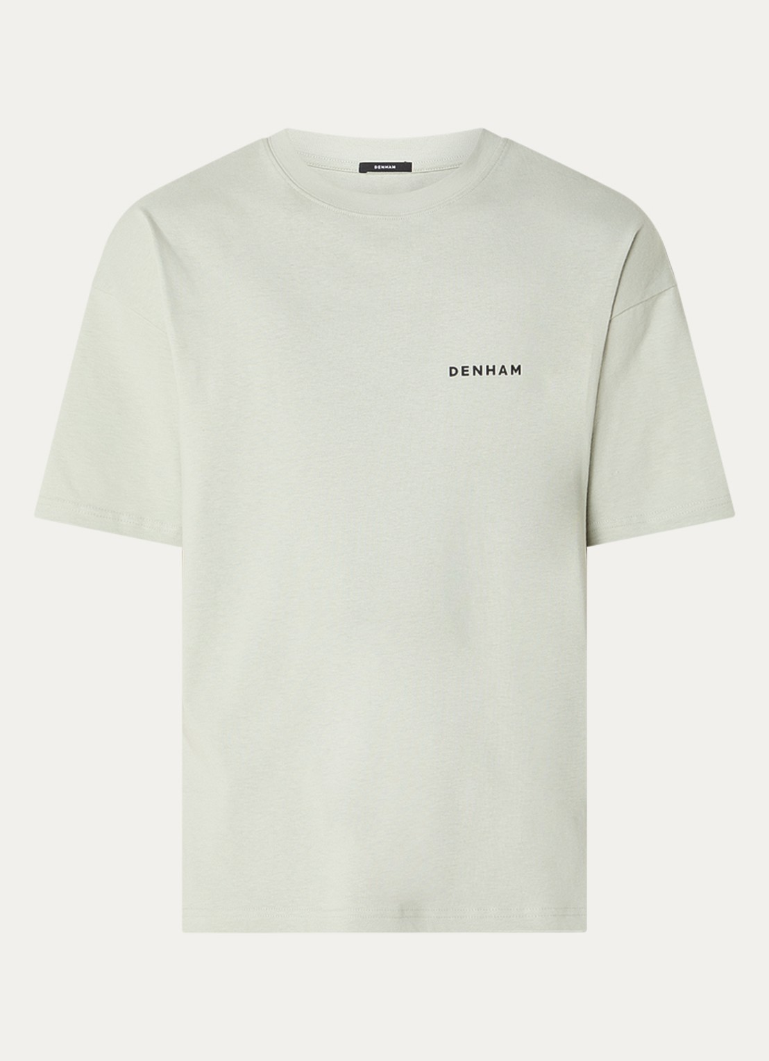 Denham Flowy T-shirt met logo- en backprint - voorkant 2 lindegroen