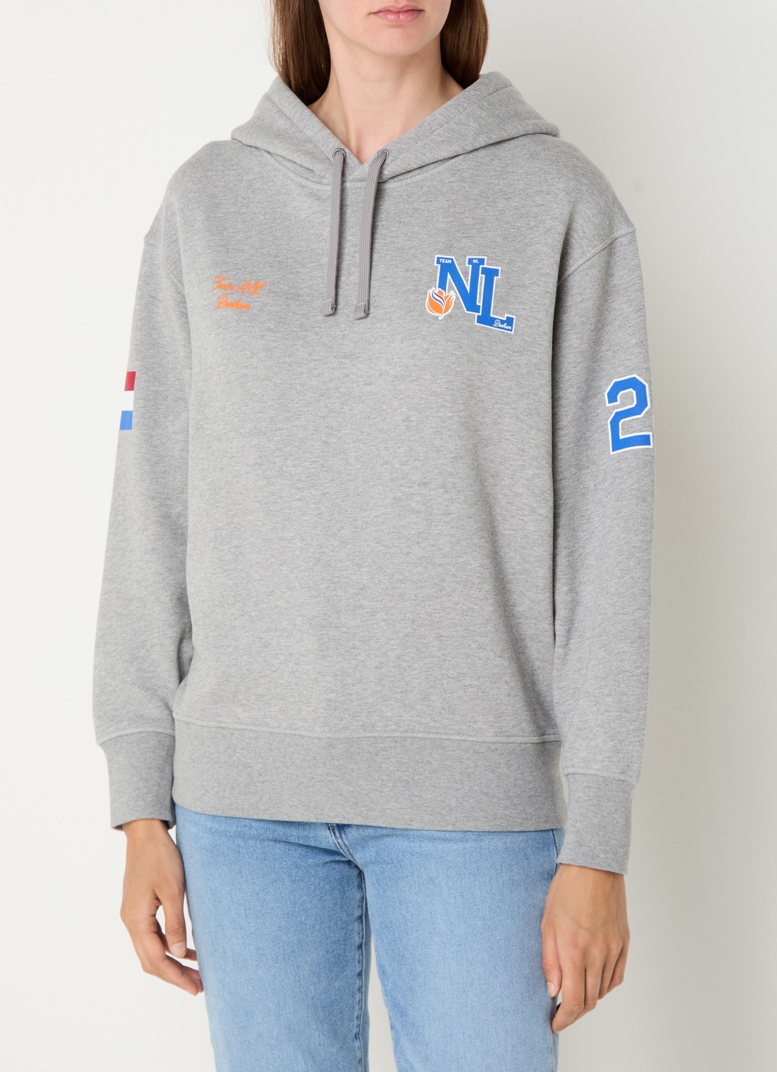 Denham Hoodie met logo- en backprint - achterkant grijsmele