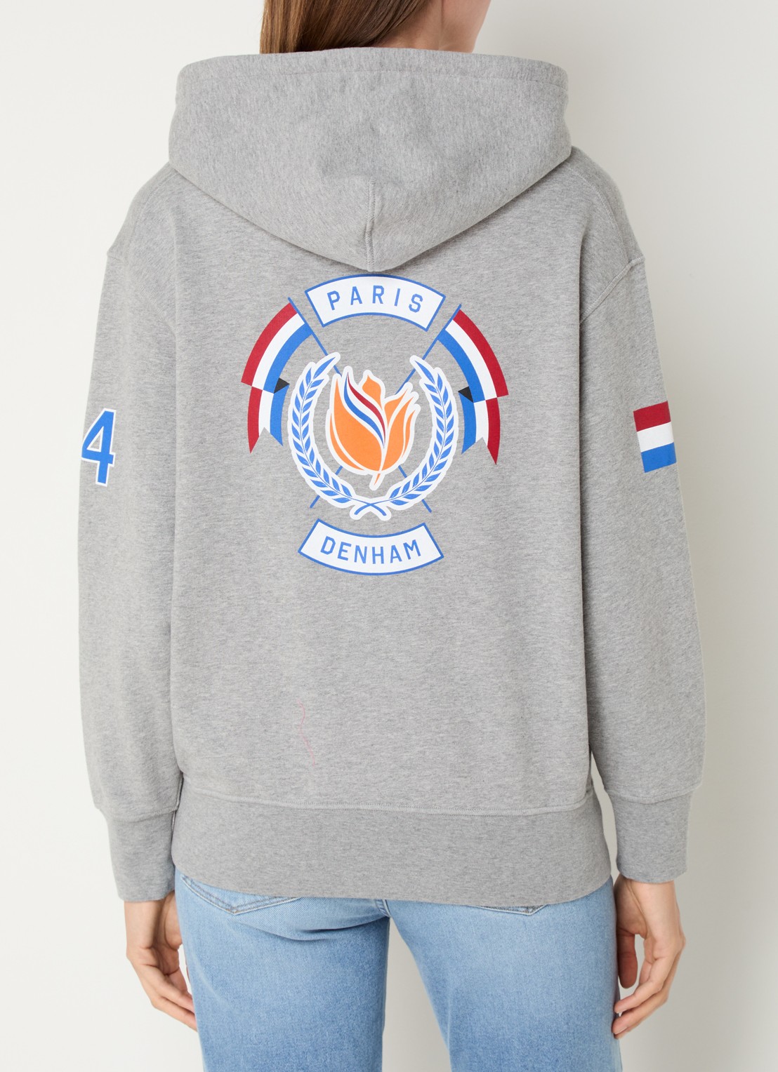Denham Hoodie met logo- en backprint - detail 2 grijsmele