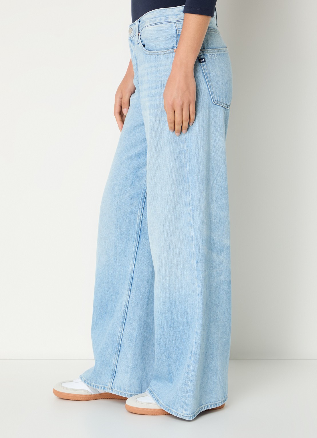Denham Izzy high waist wide leg jeans met lichte wassing - detail 2 indigo