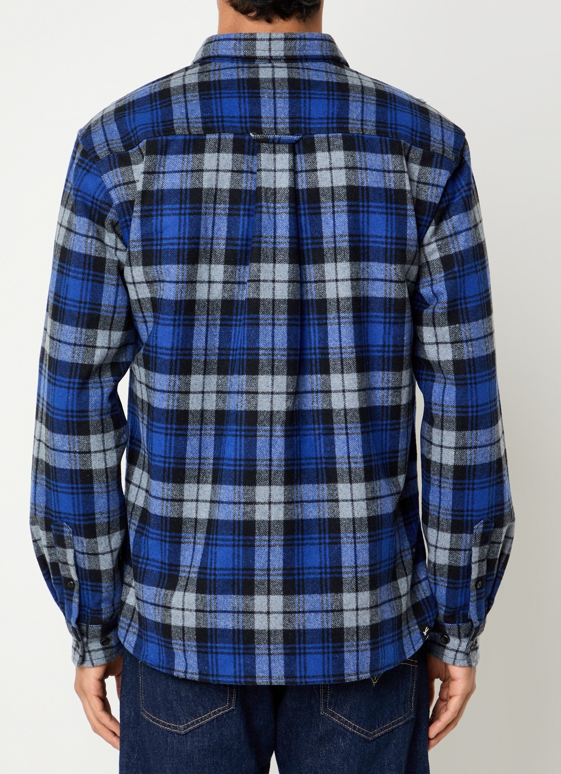 Denham Joe overshirt in wolblend met ruitdessin - achterkant 4 royalblauw