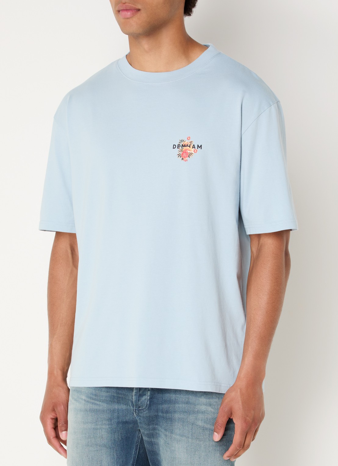 Denham Kansai T-shirt met logo- en backprint - achterkant 3 lichtblauw