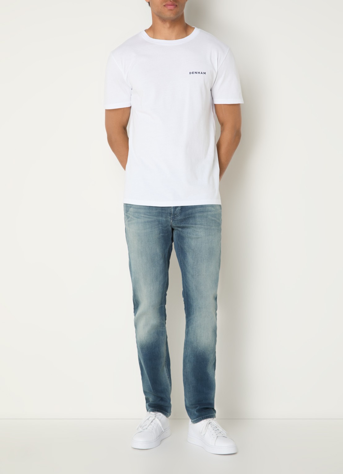 Denham Kyoto T-shirt met logo- en backprint - voorkant 2 wit